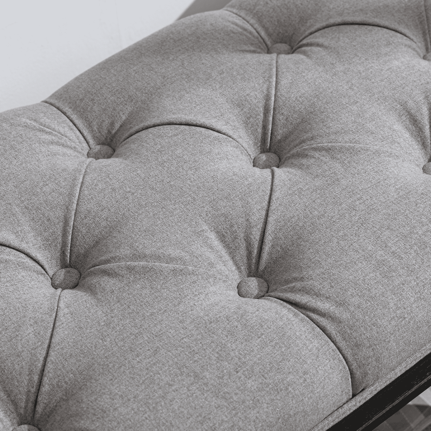 Mid Century Tufted Linen Upholstered Storage Bench - 2204BH