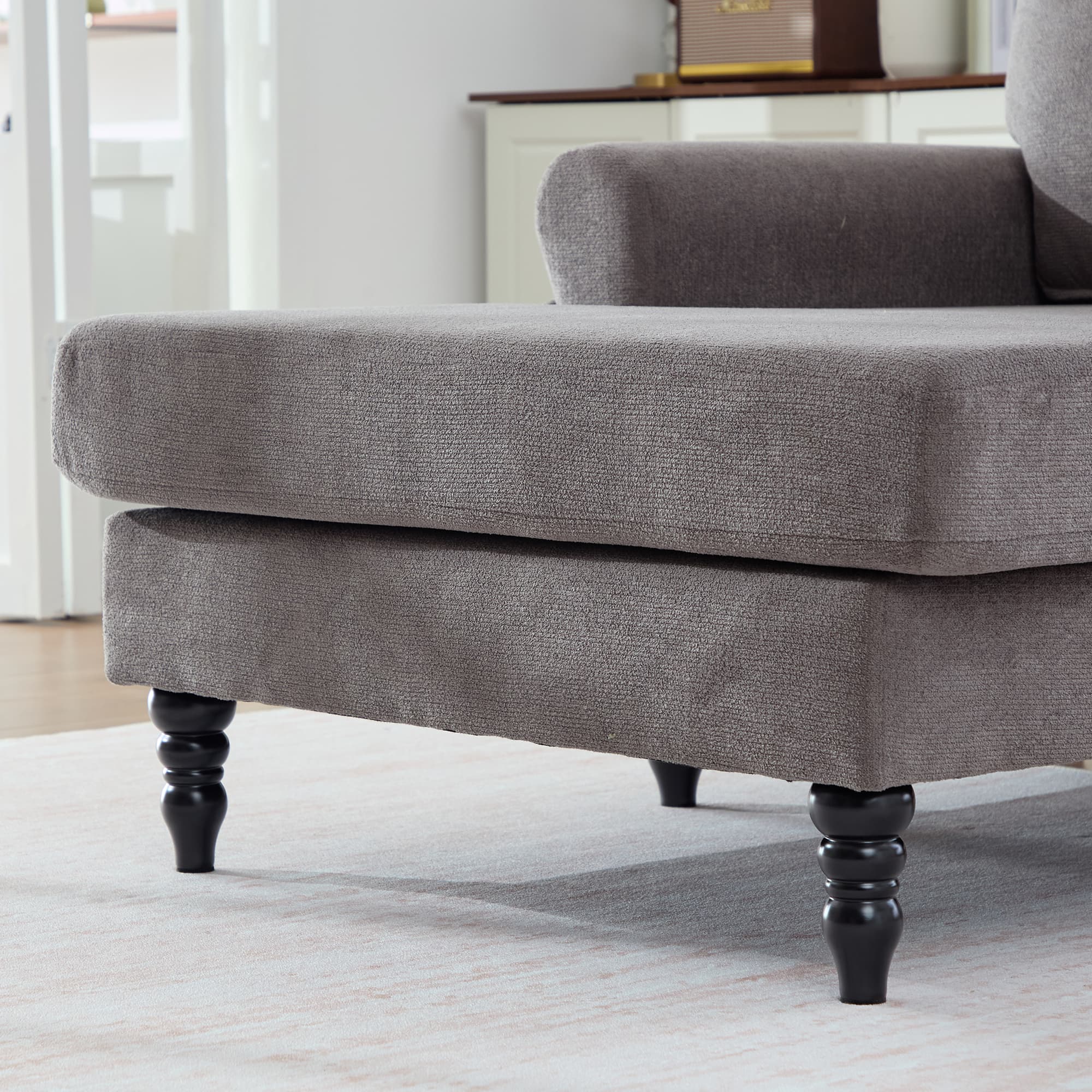 49.4" Chenille Accent Chair Chaise Lounge Wide Cushion Lounger