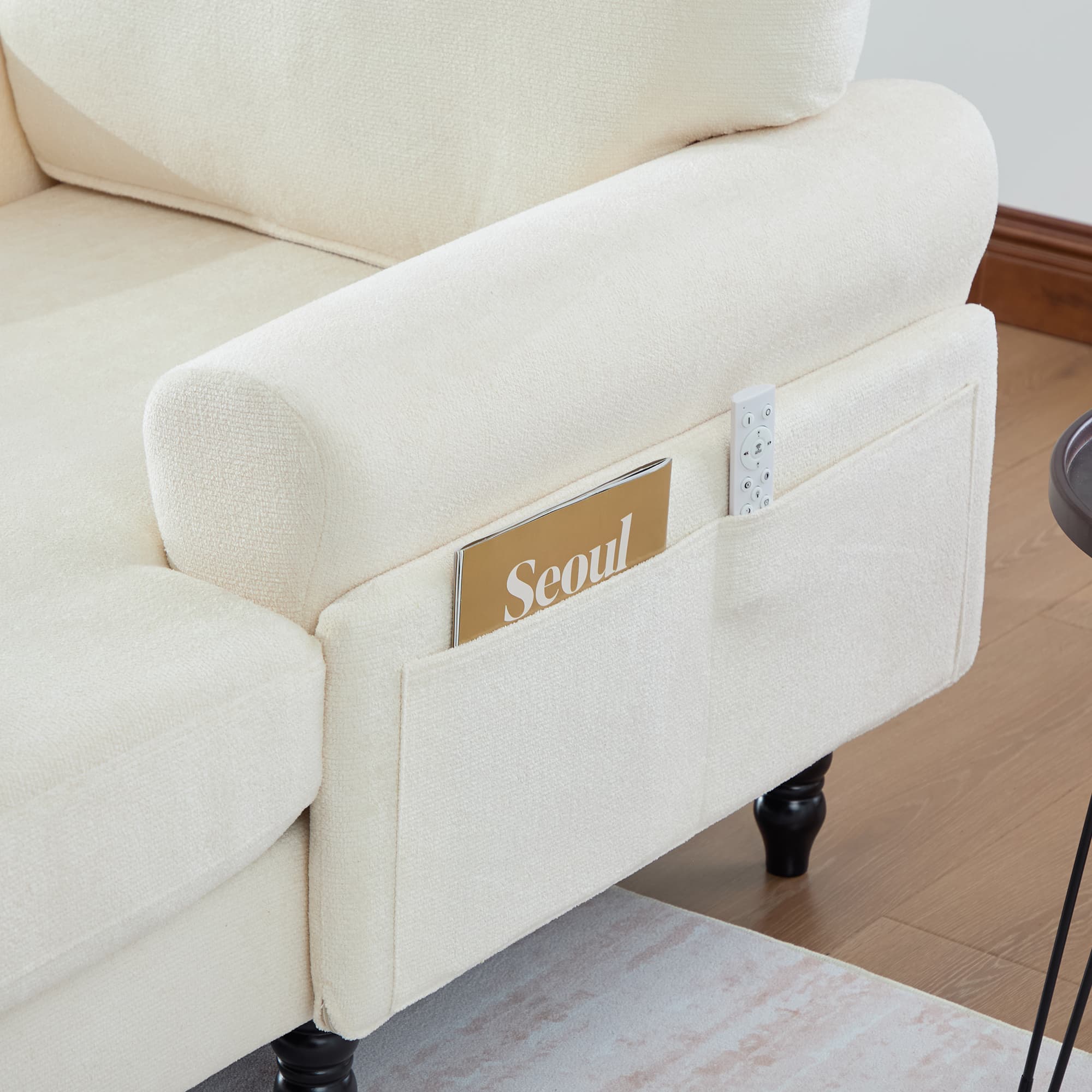 49.4" Chenille Accent Chair Chaise Lounge Wide Cushion Lounger