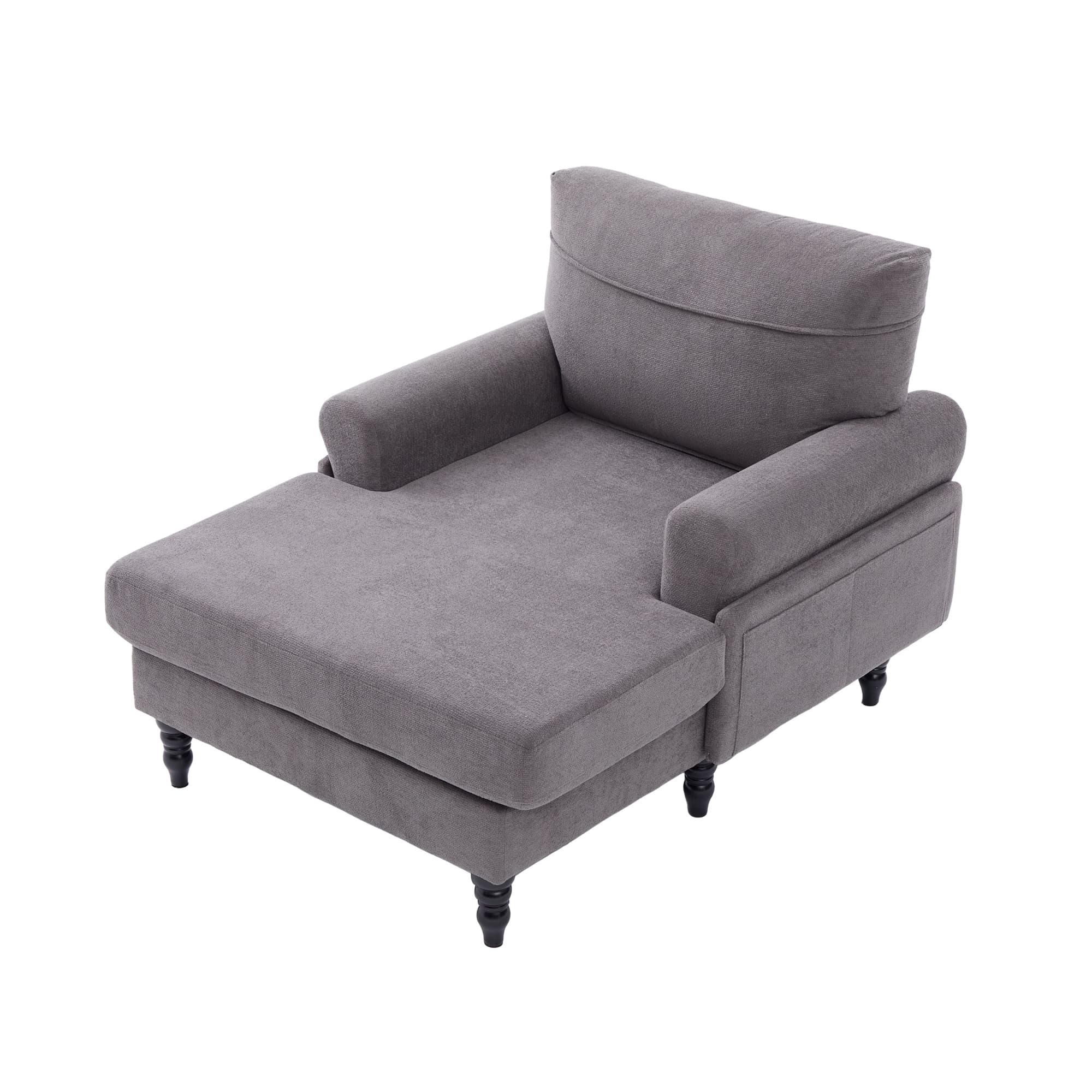 49.4" Chenille Accent Chair Chaise Lounge Wide Cushion Lounger