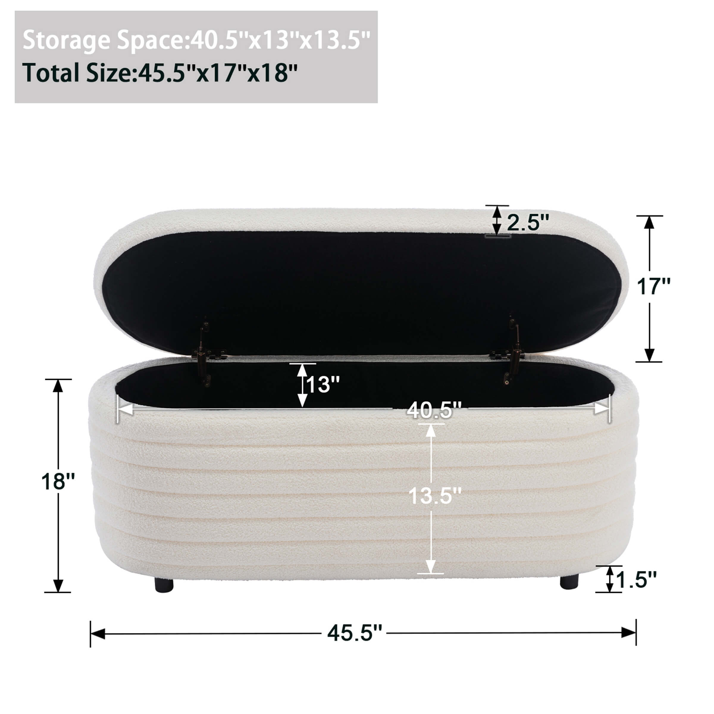 ROCITY 45" Comfy Upholstered Storage Bench - 2436BH