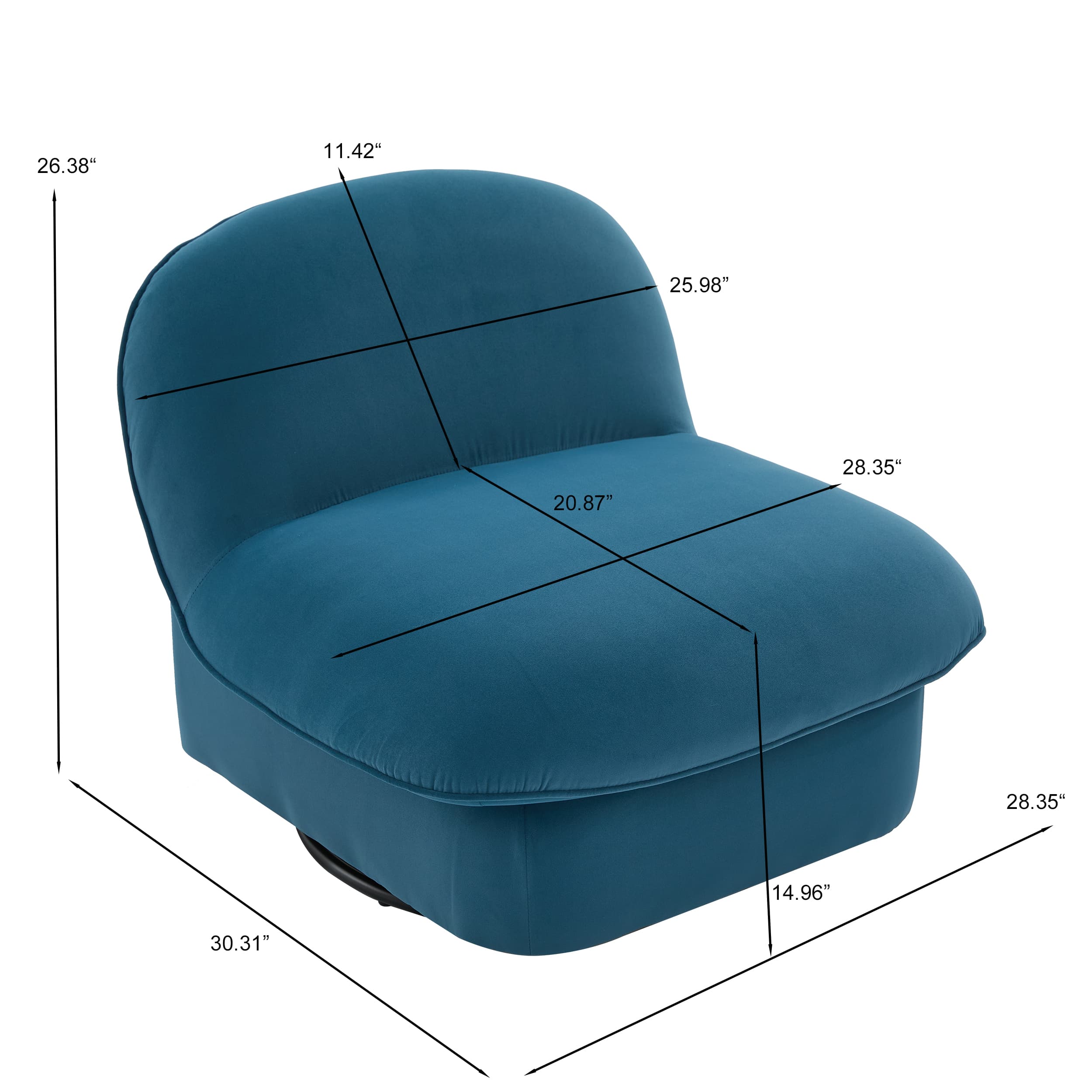 360° Swivel Velvet Pumpkin Barrel Chair with Metal Base
