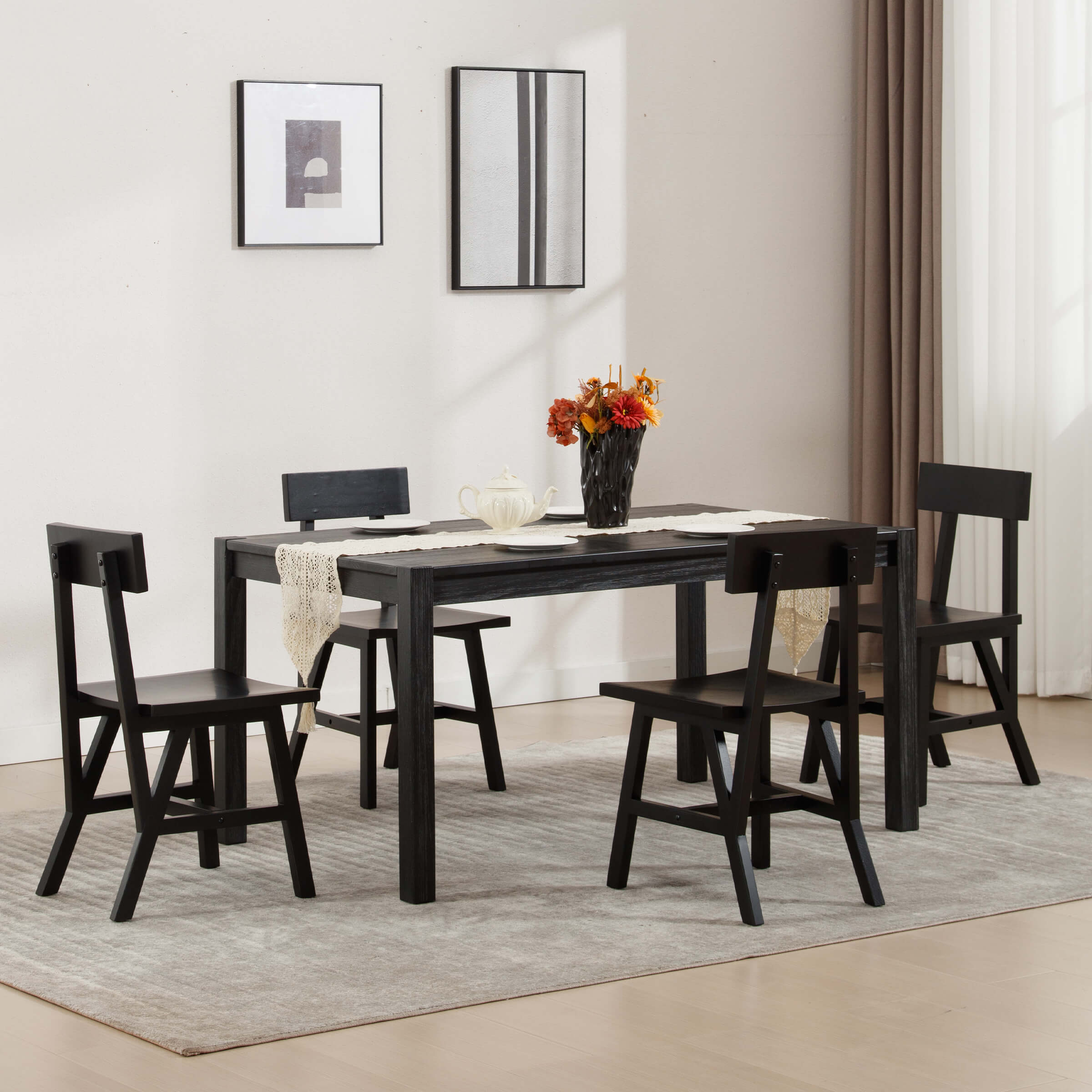 Kmax Oak Wood Dining Chairs Set of 4 - X016DC