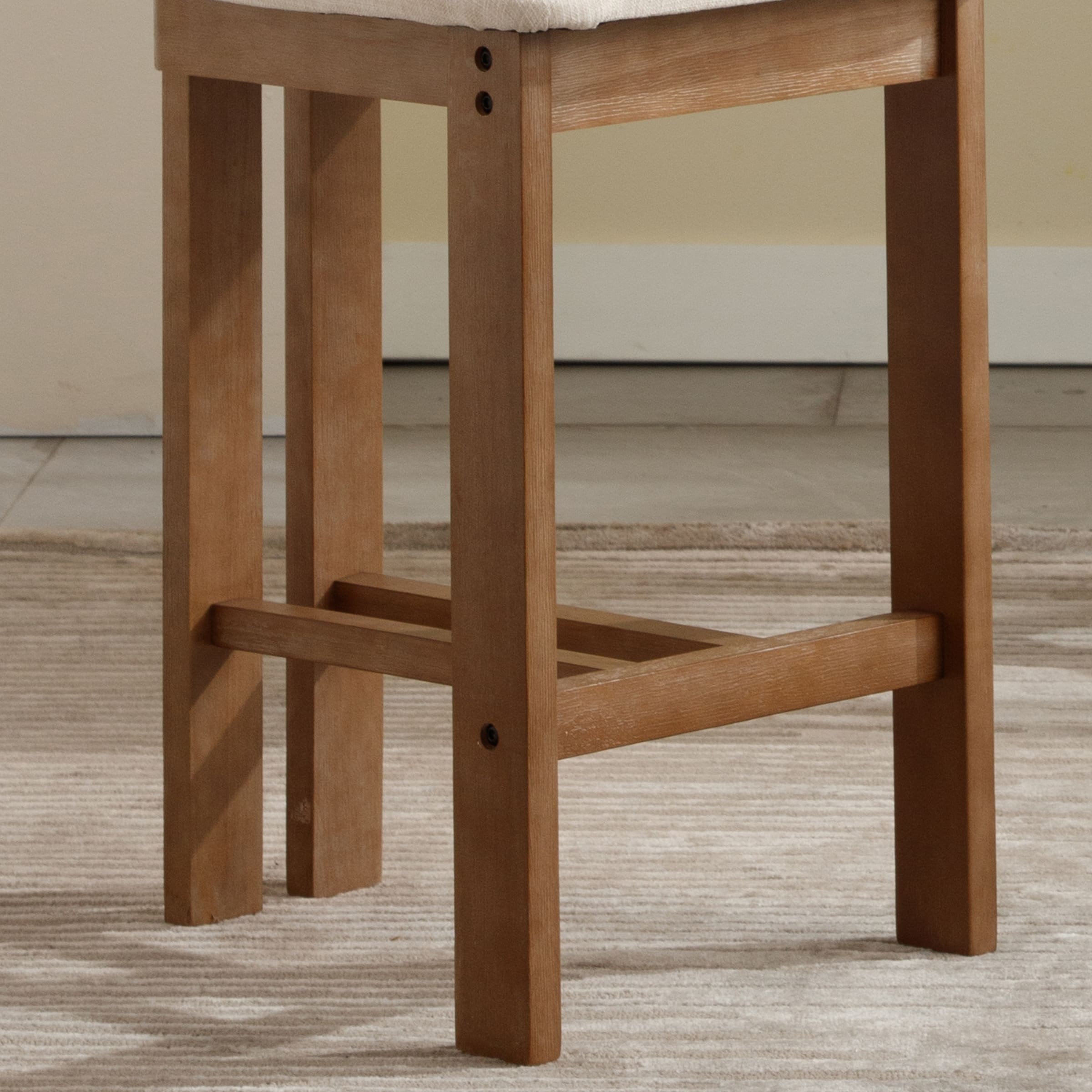 EALSON 26"H & 30"H Upholstered Rubber Wood Stools Set of 2 - 5812