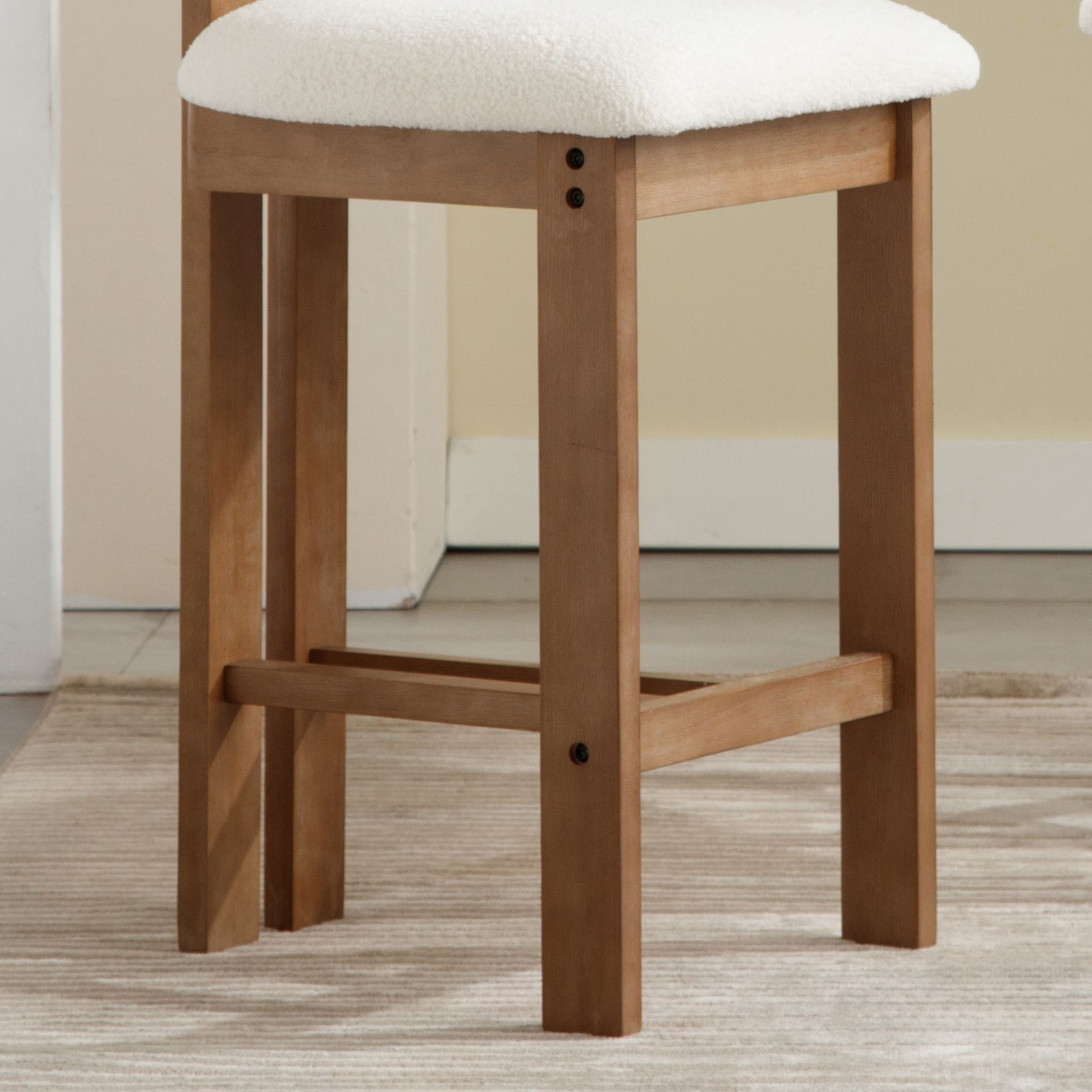 EALSON 26"H & 30"H Upholstered Rubber Wood Stools Set of 2 - 5812