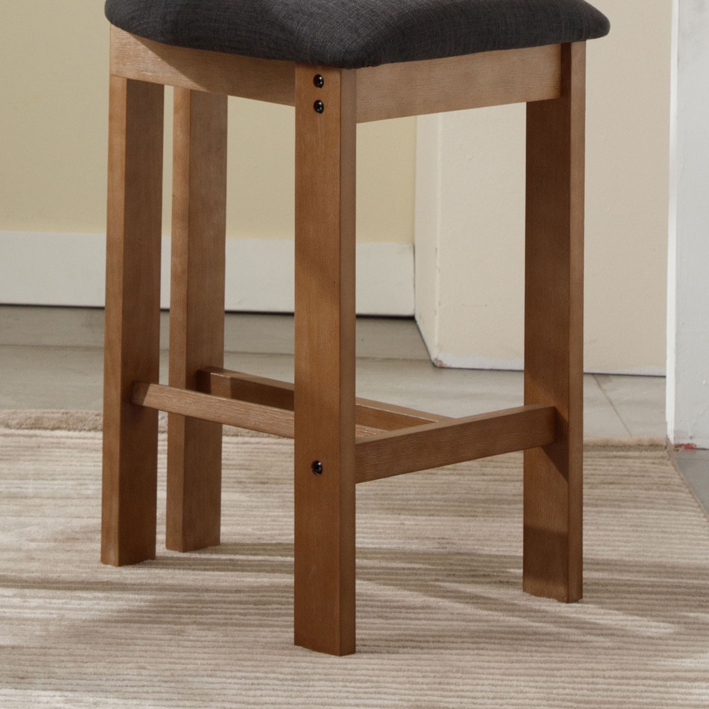 EALSON 26"H & 30"H Upholstered Rubber Wood Stools Set of 2 - 5812