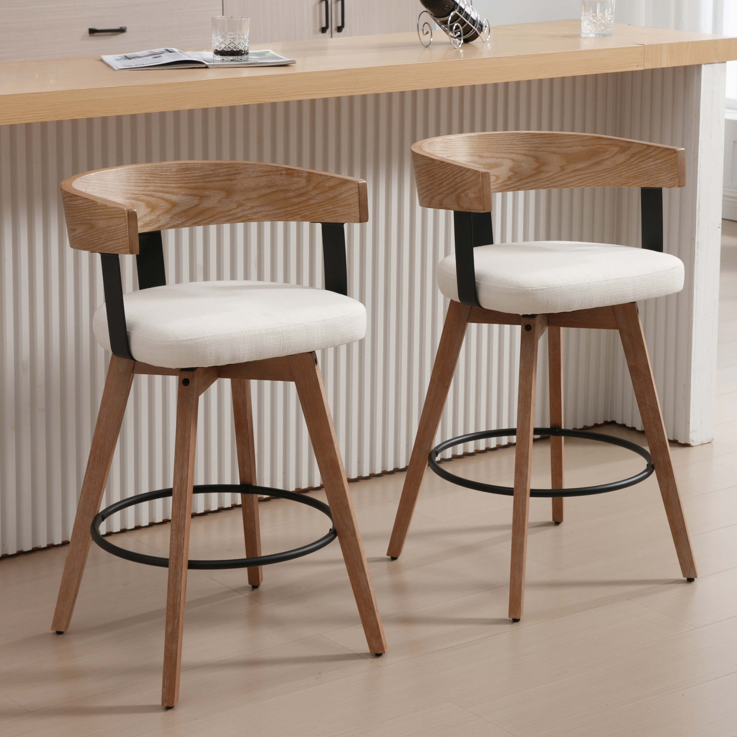 EALSON 26"H Swivel Counter Height Counter Stool Set of 2 - 3193CS