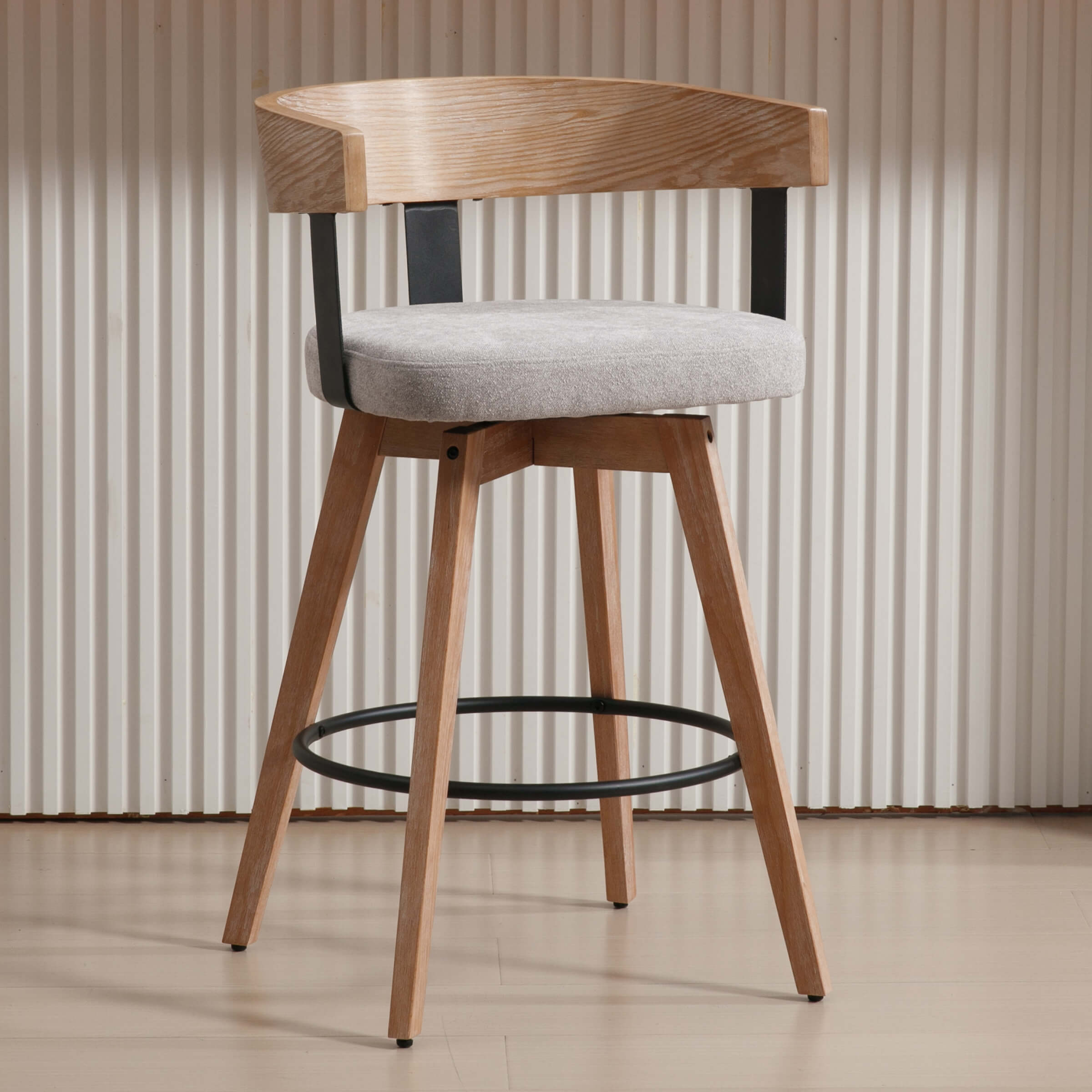 EALSON 26"H Swivel Wooden Backrest Counter Height Counter Stool - 3193CS