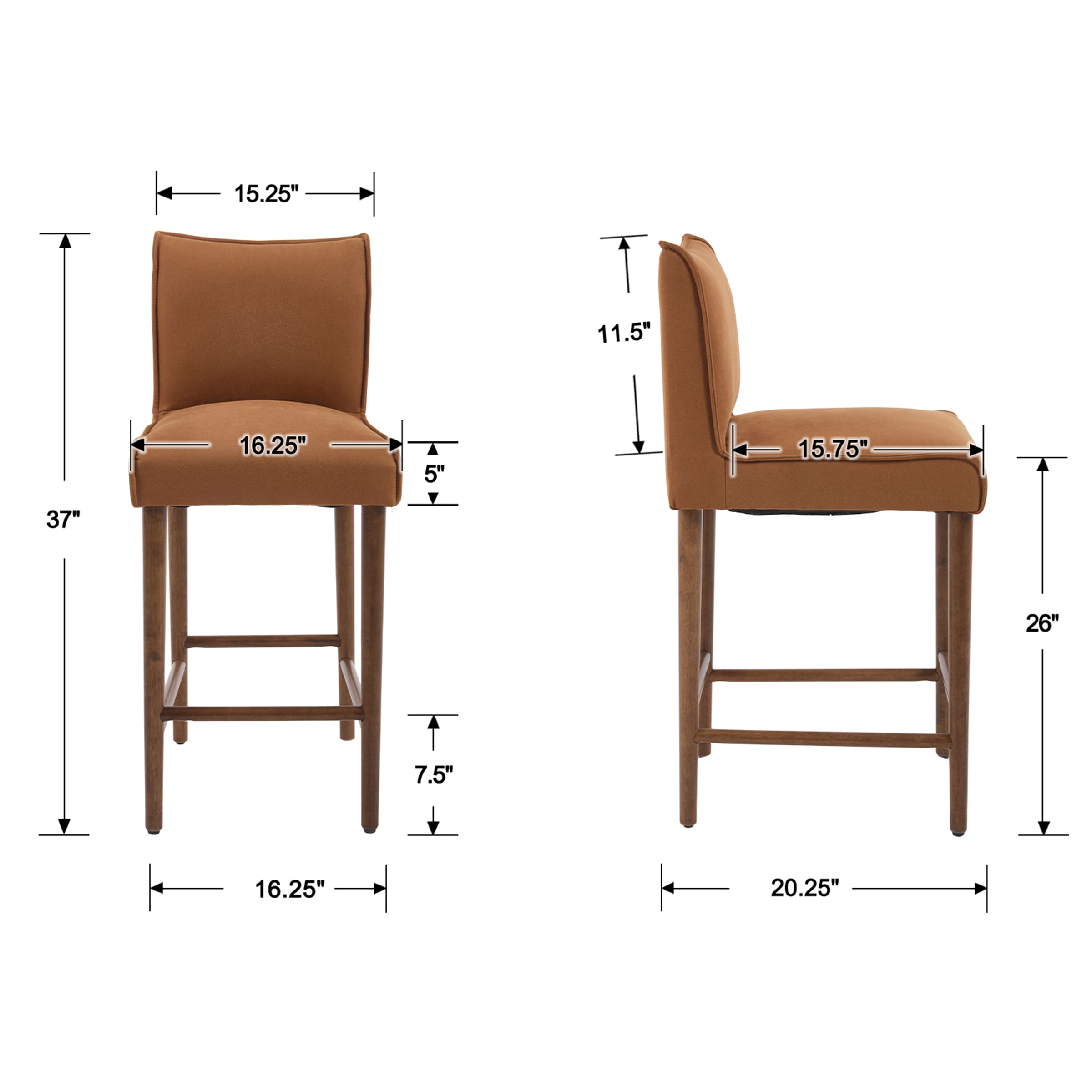 EALSON 26”H Armless Counter Height Stool Set of 2 - 63221CS