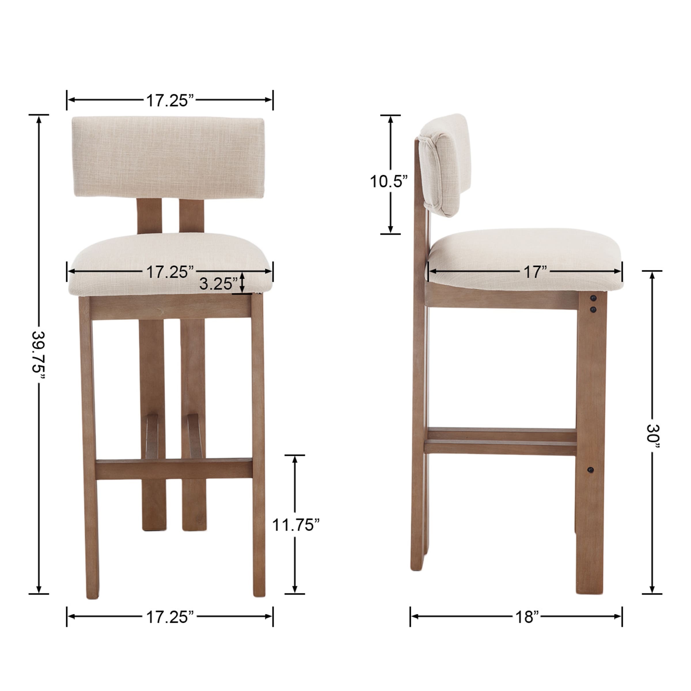 EALSON 26"H & 30"H Upholstered Rubber Wood Stools Set of 2 - 5812