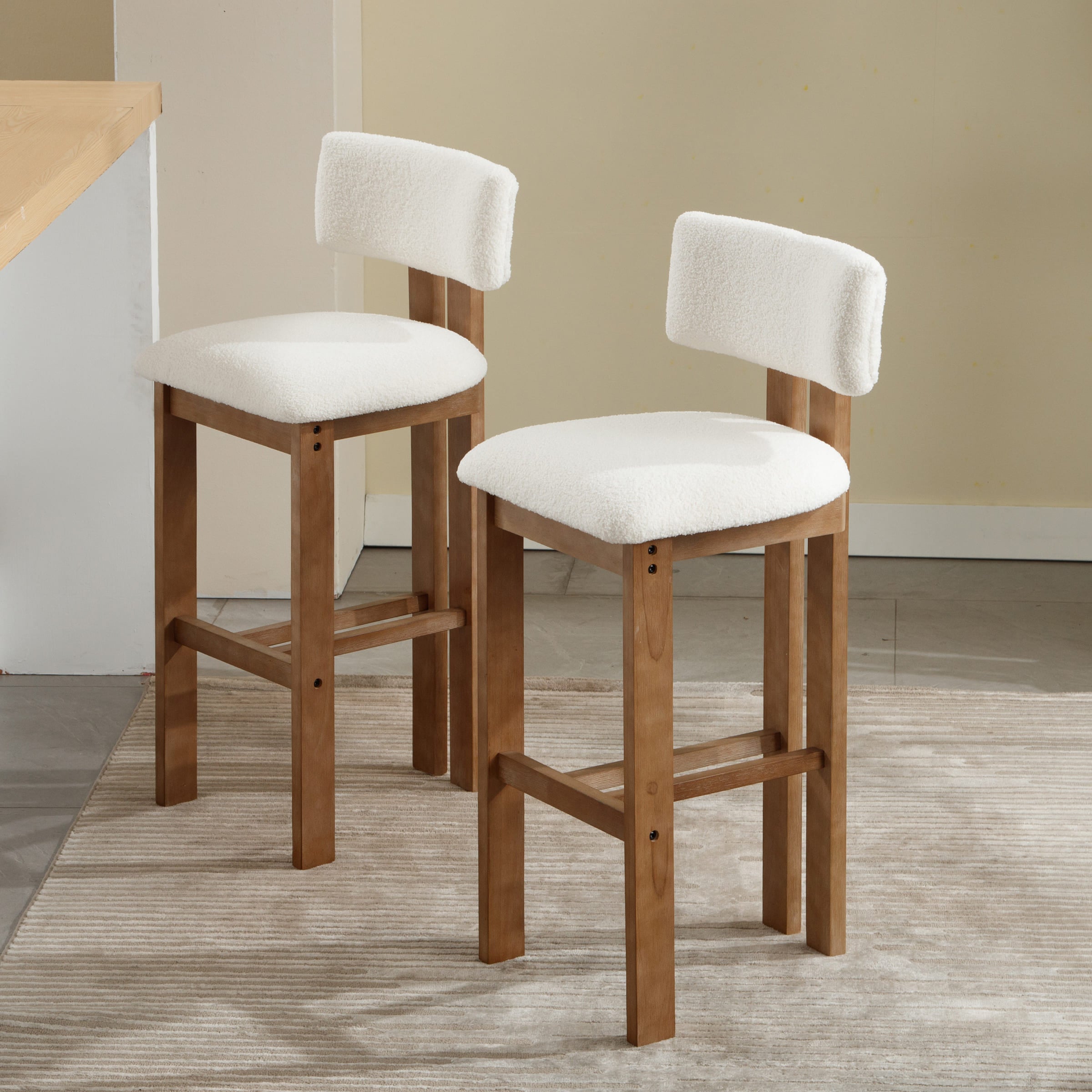 EALSON 26"H & 30"H Upholstered Rubber Wood Stools Set of 2 - 5812