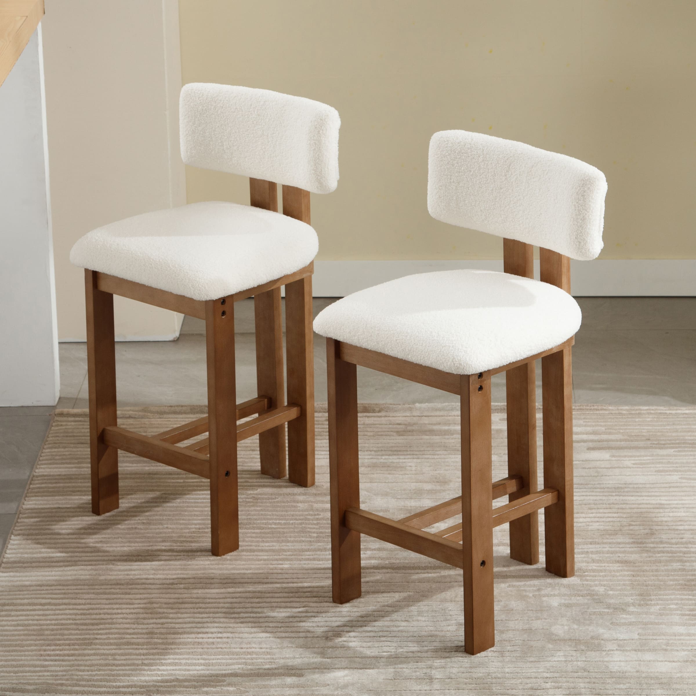 EALSON 26"H & 30"H Upholstered Rubber Wood Stools Set of 2 - 5812