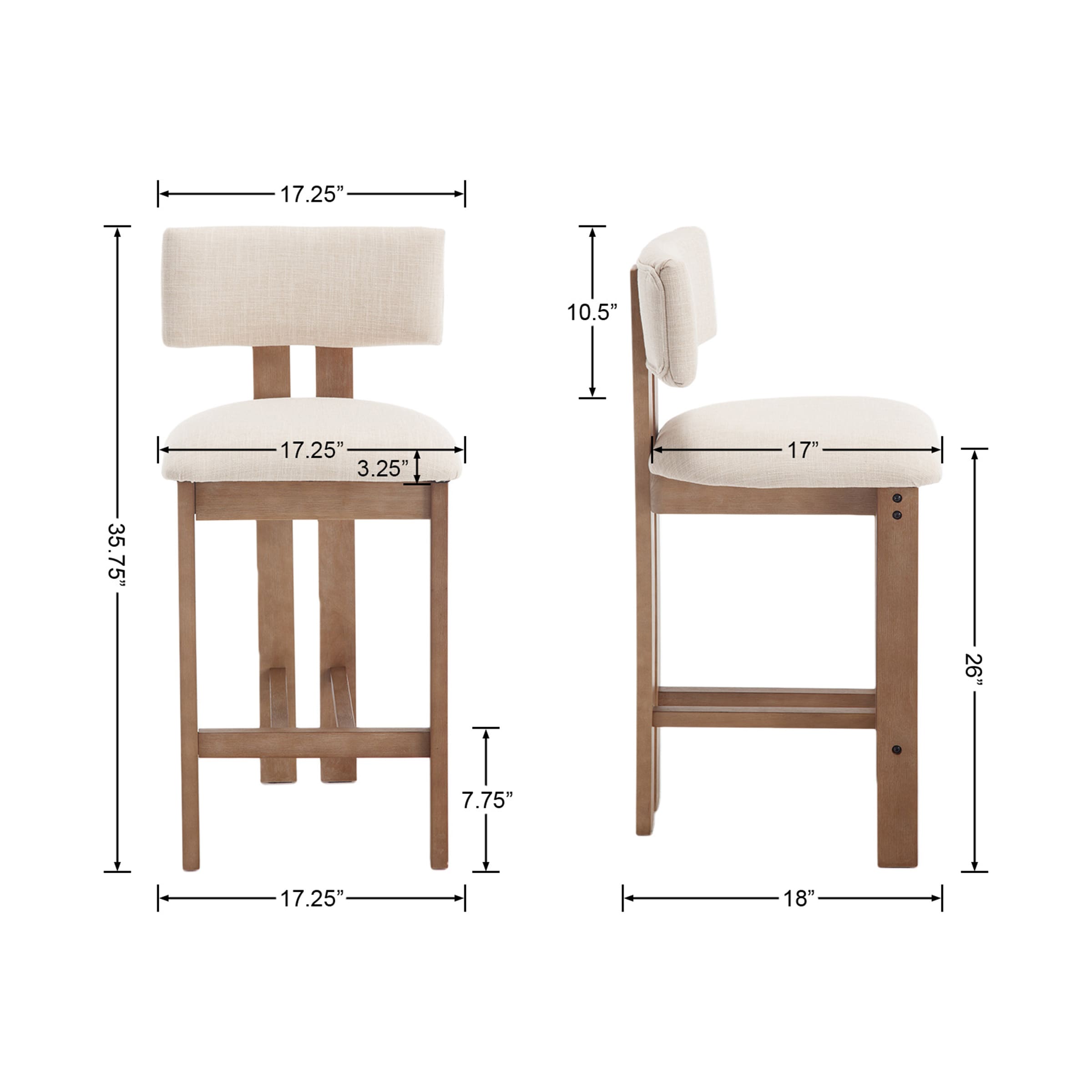 EALSON 26"H & 30"H Upholstered Rubber Wood Stools Set of 2 - 5812