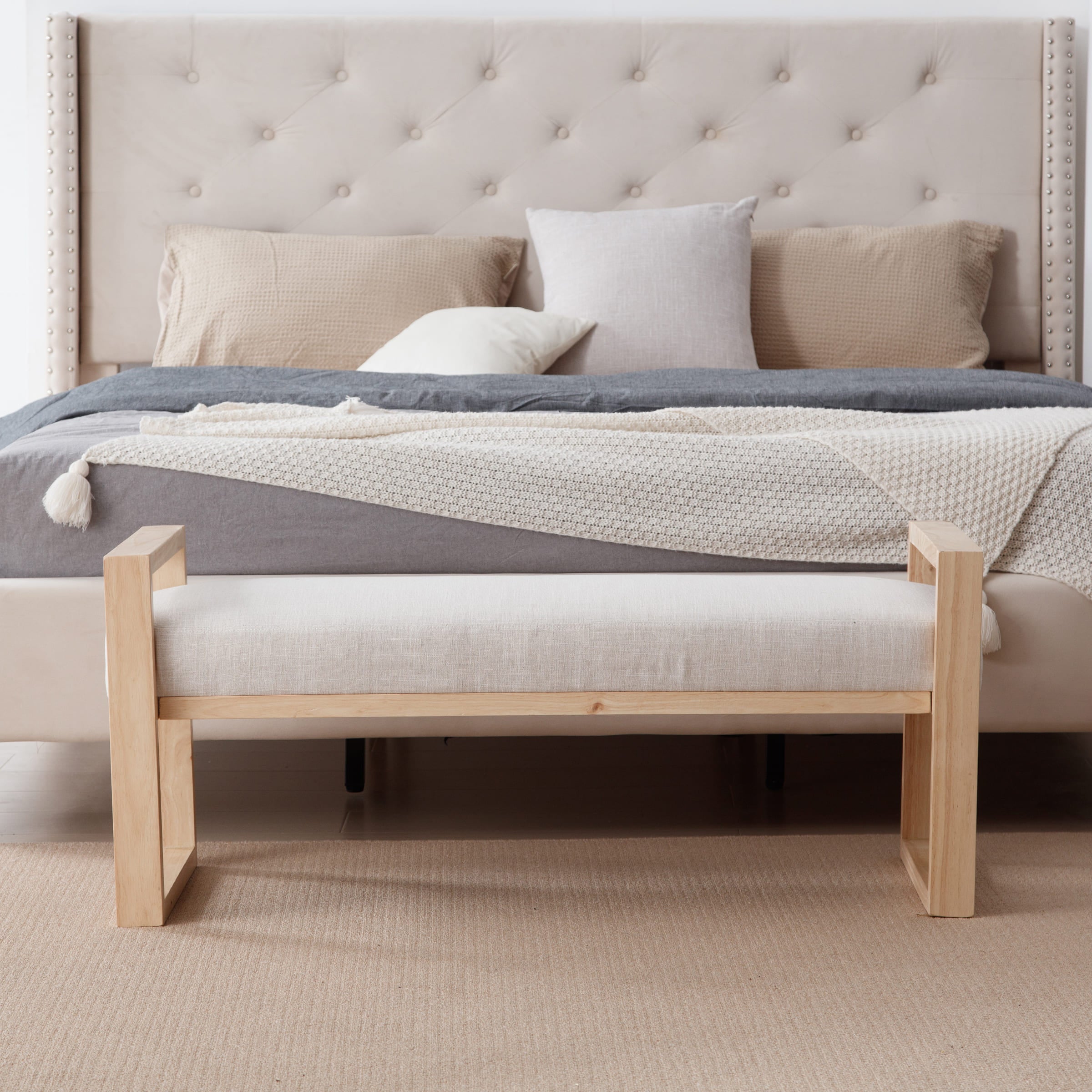 EALSON 47.25" Wide Solid Wood Bench - 6002BH