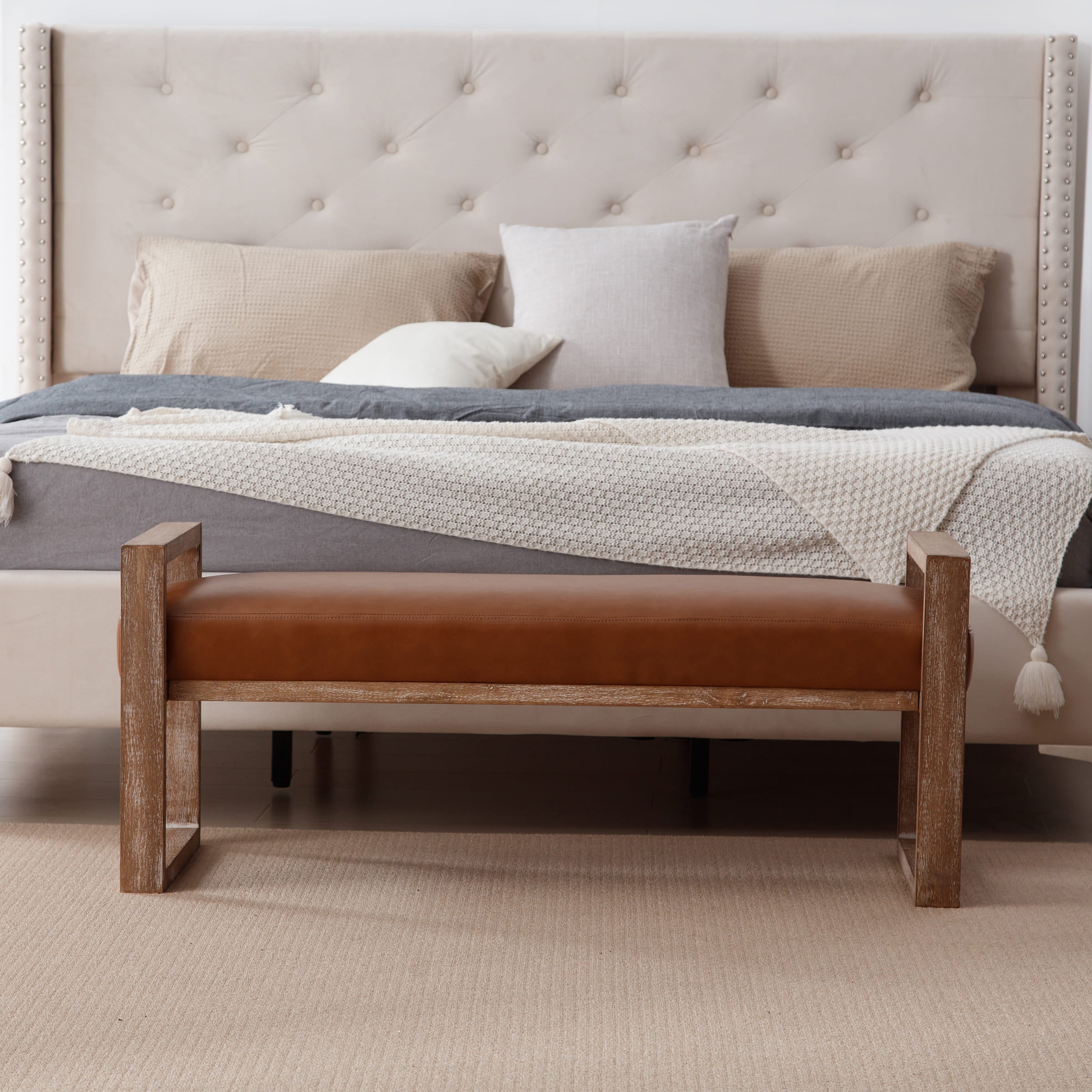 EALSON 47.25" Wide Solid Wood Bench - 6002BH