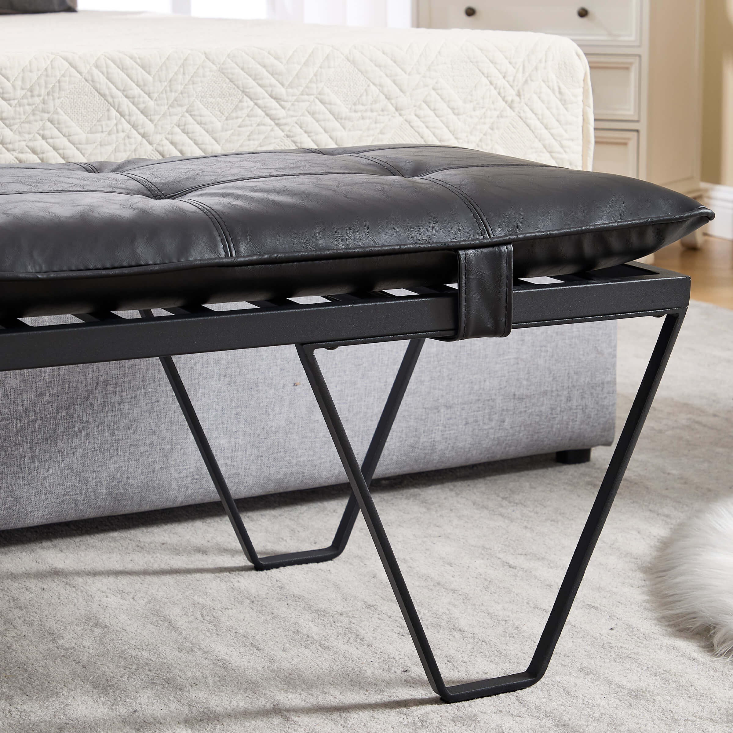 ROCITY 49" Modern Industrial Entryway Bench - 5005BH