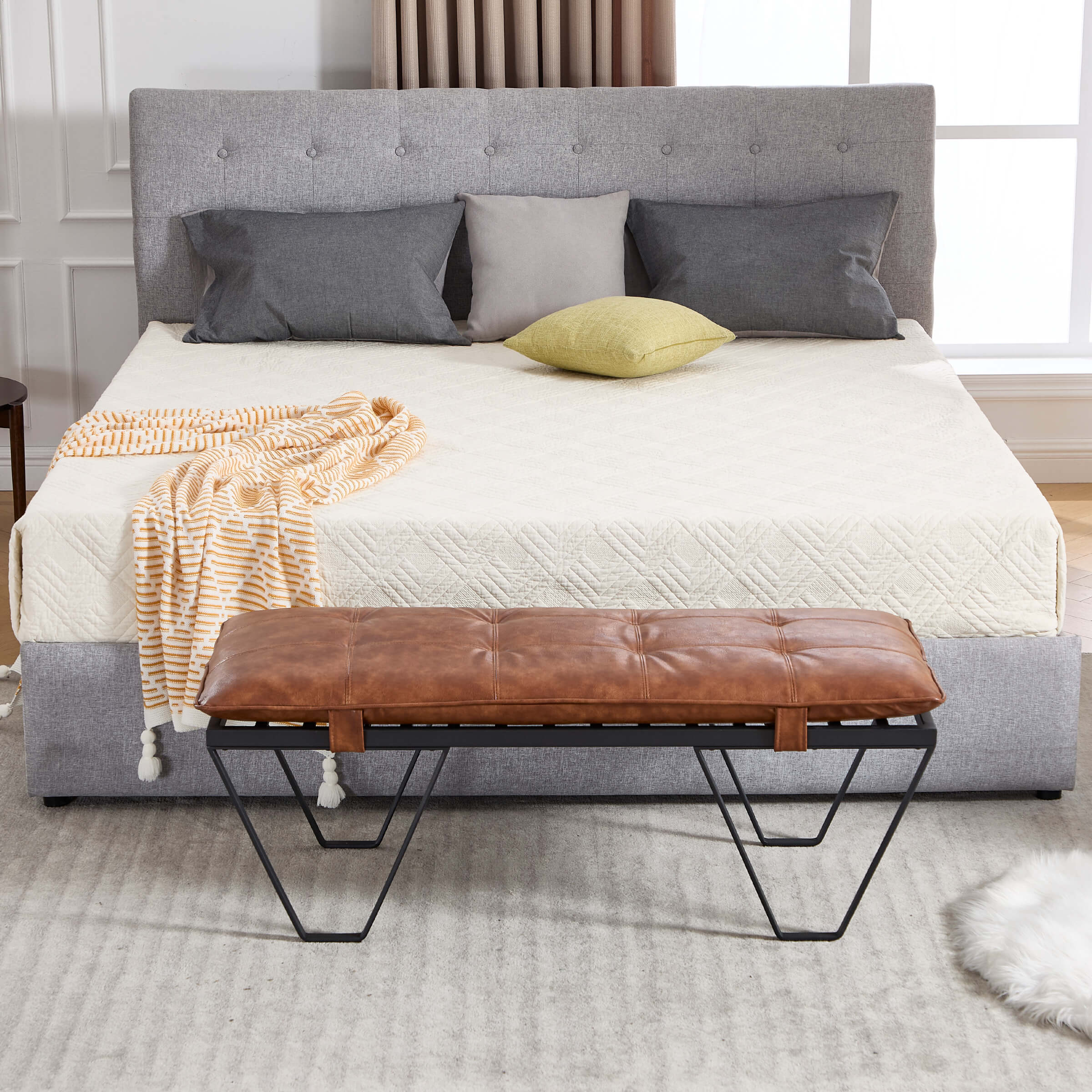 ROCITY 49" Modern Industrial Entryway Bench - 5005BH