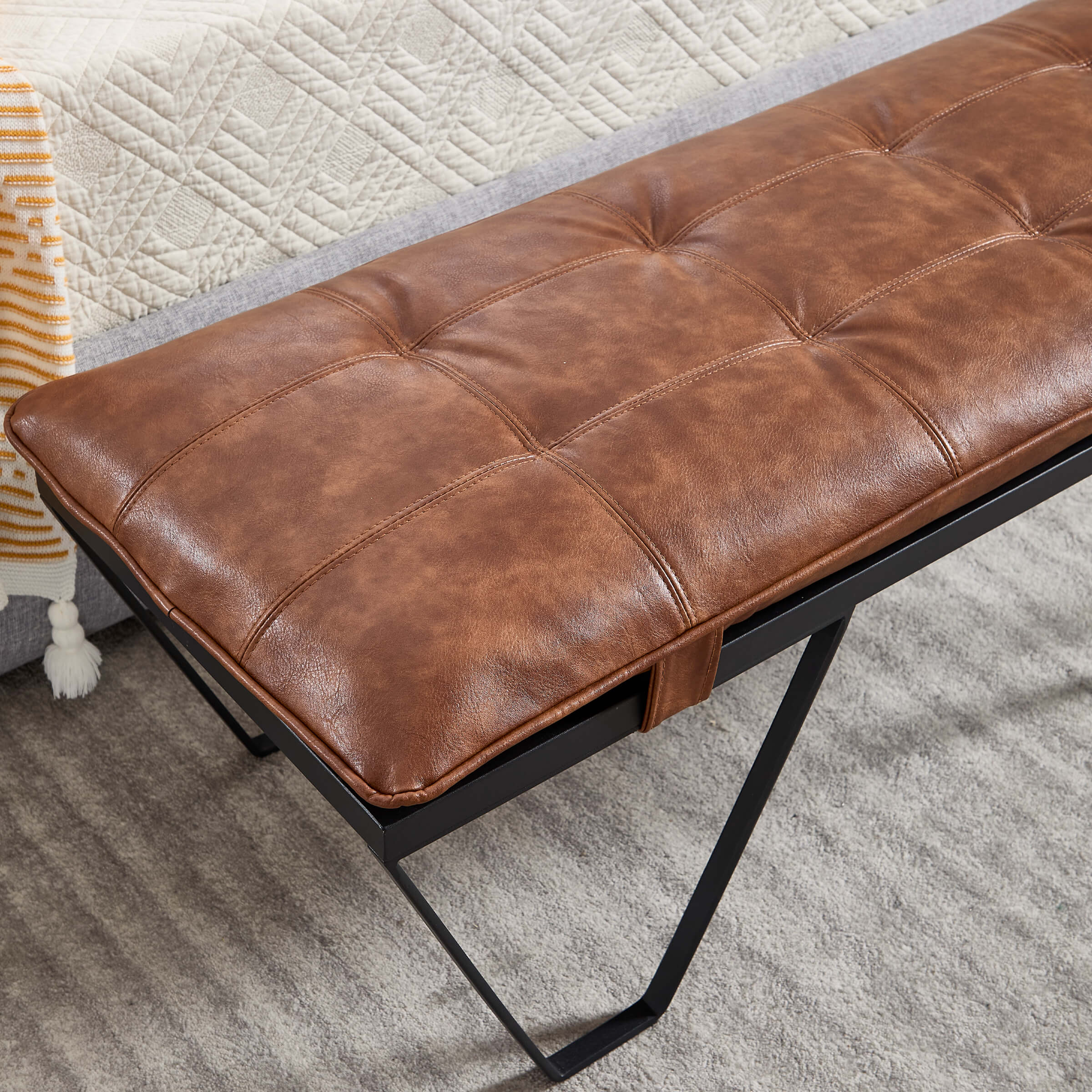 ROCITY 49" Modern Industrial Entryway Bench - 5005BH