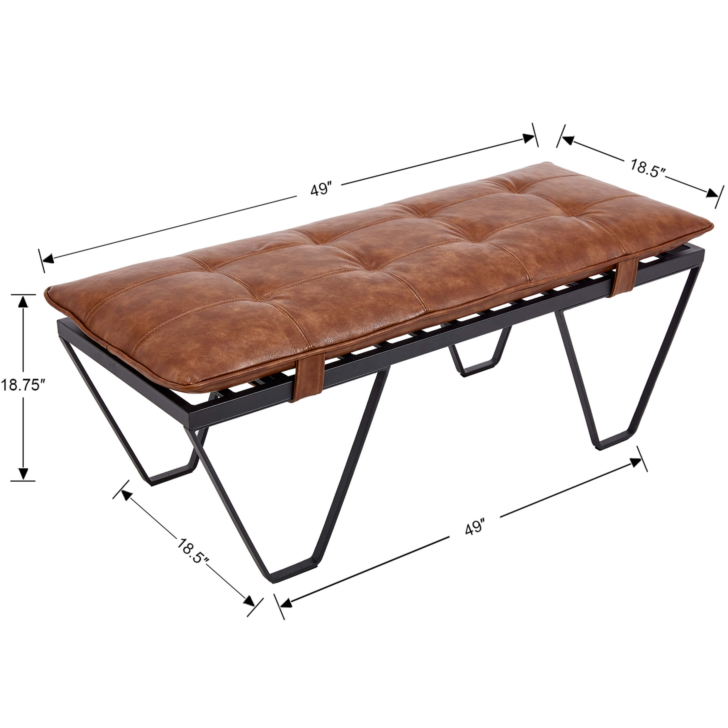 ROCITY 49" Modern Industrial Entryway Bench - 5005BH