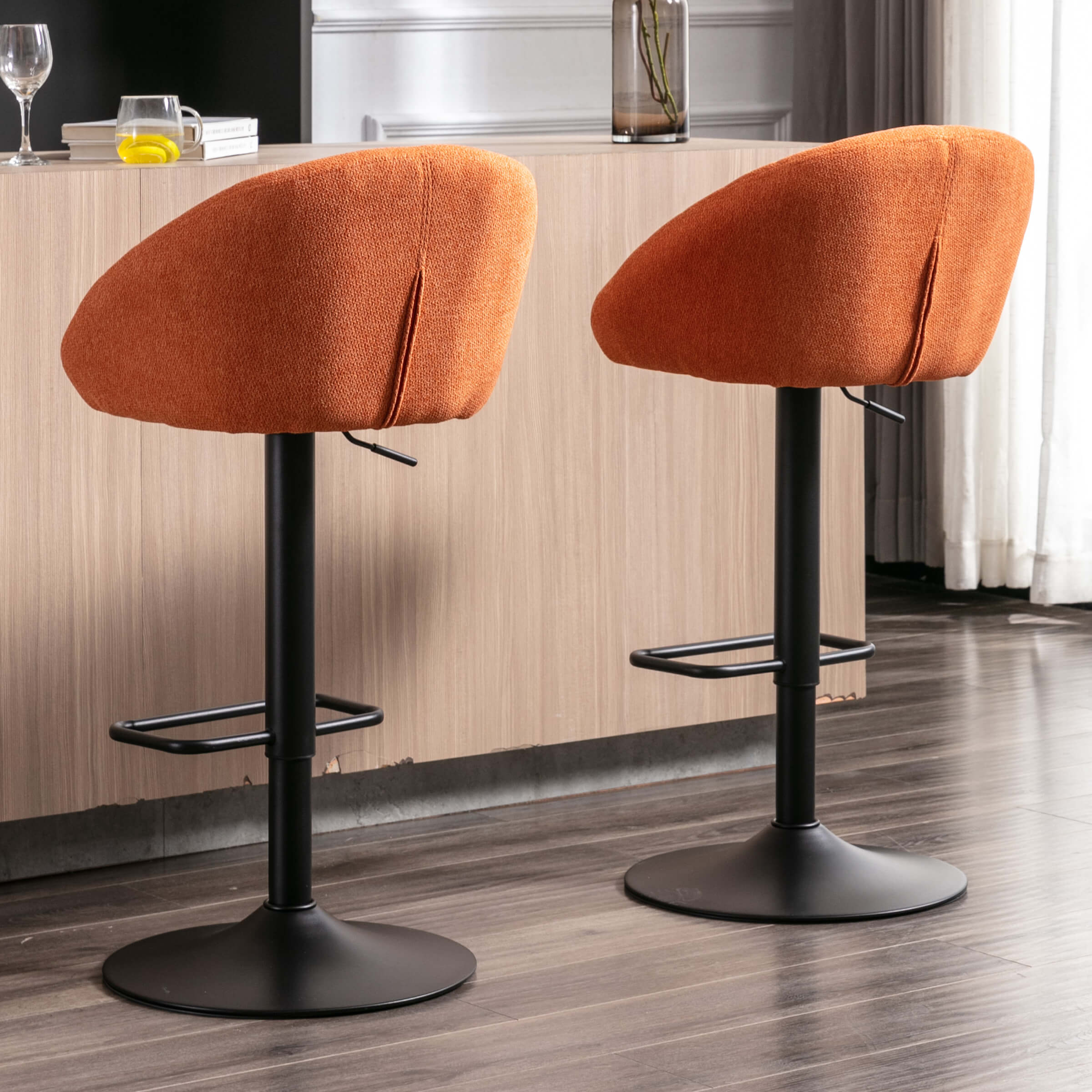 ROCITY Adjustable Swivel Low Back Bar Stools Set of 2 - 90036AB