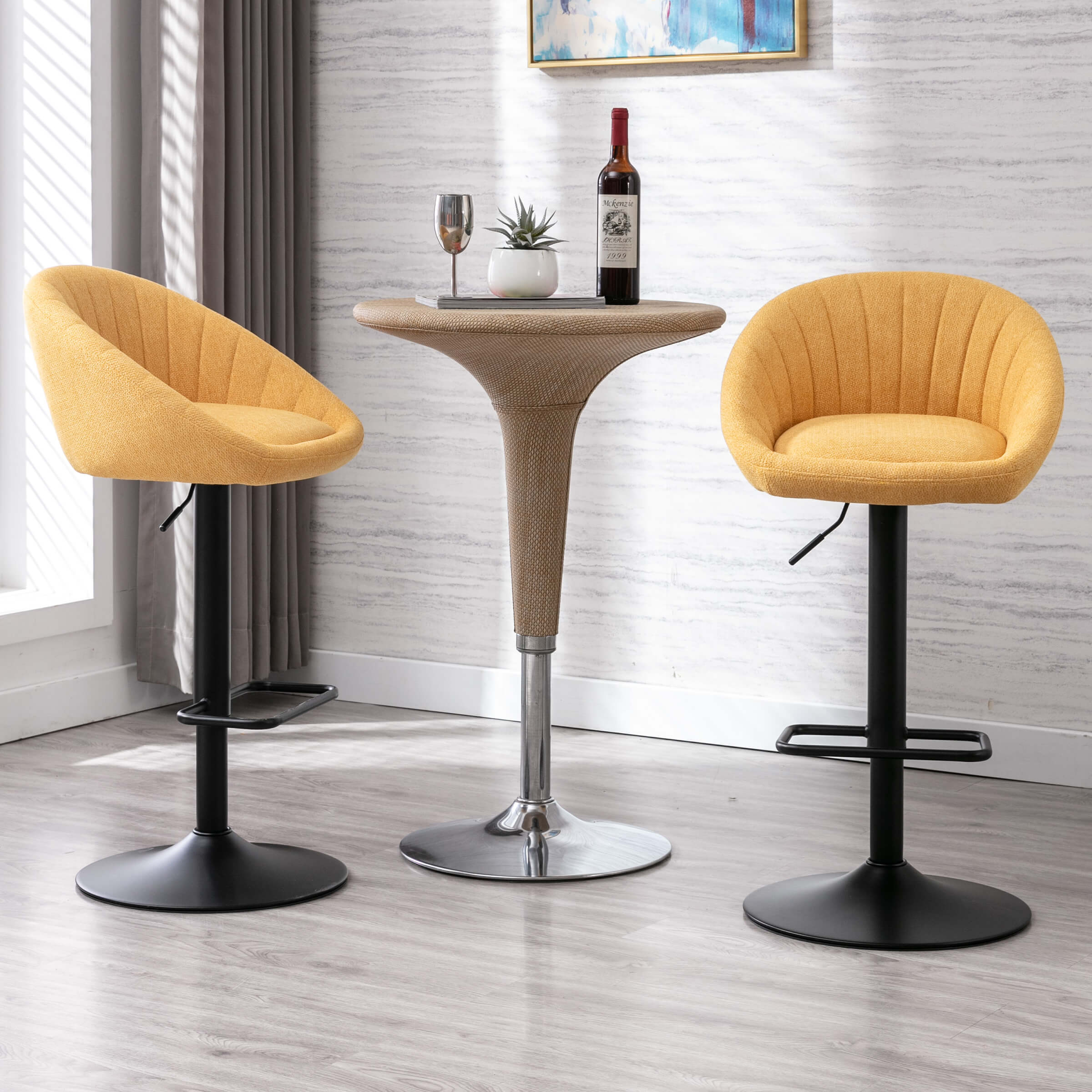 ROCITY Adjustable Swivel Low Back Bar Stools Set of 2 - 90036AB