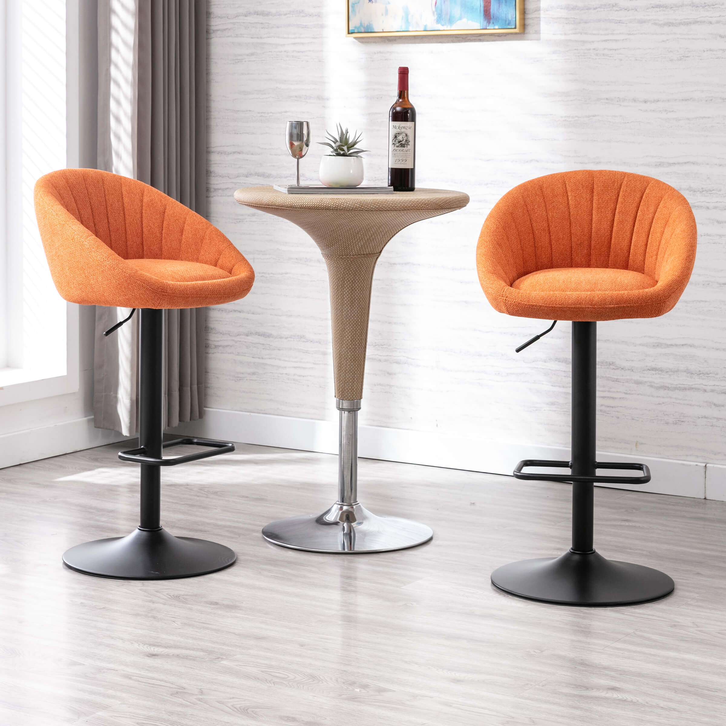 ROCITY Adjustable Swivel Low Back Bar Stools Set of 2 - 90036AB