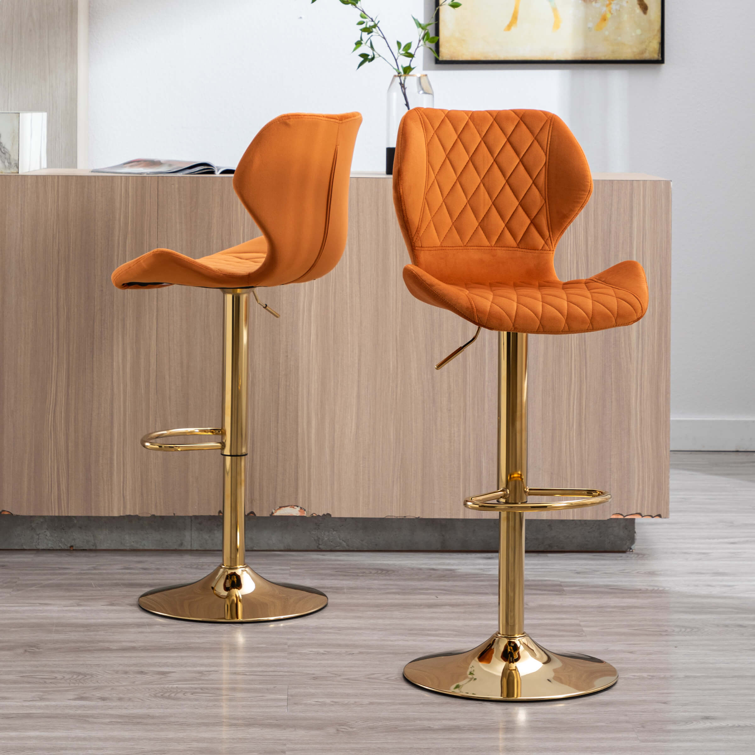 CHICAURA Adjustable Swivel Bar Kitchen Island Stools Set of 2 - 8211AB