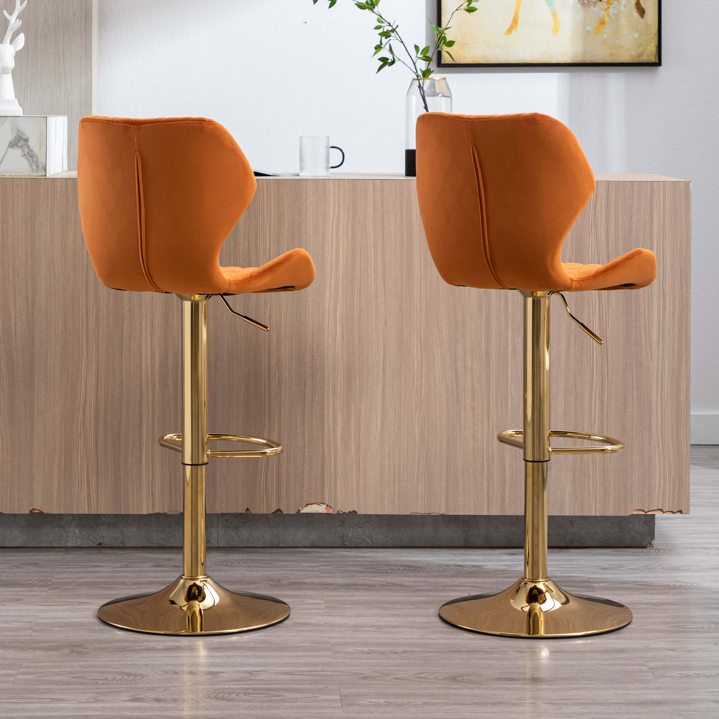 CHICAURA Adjustable Swivel Bar Kitchen Island Stools Set of 2 - 8211AB