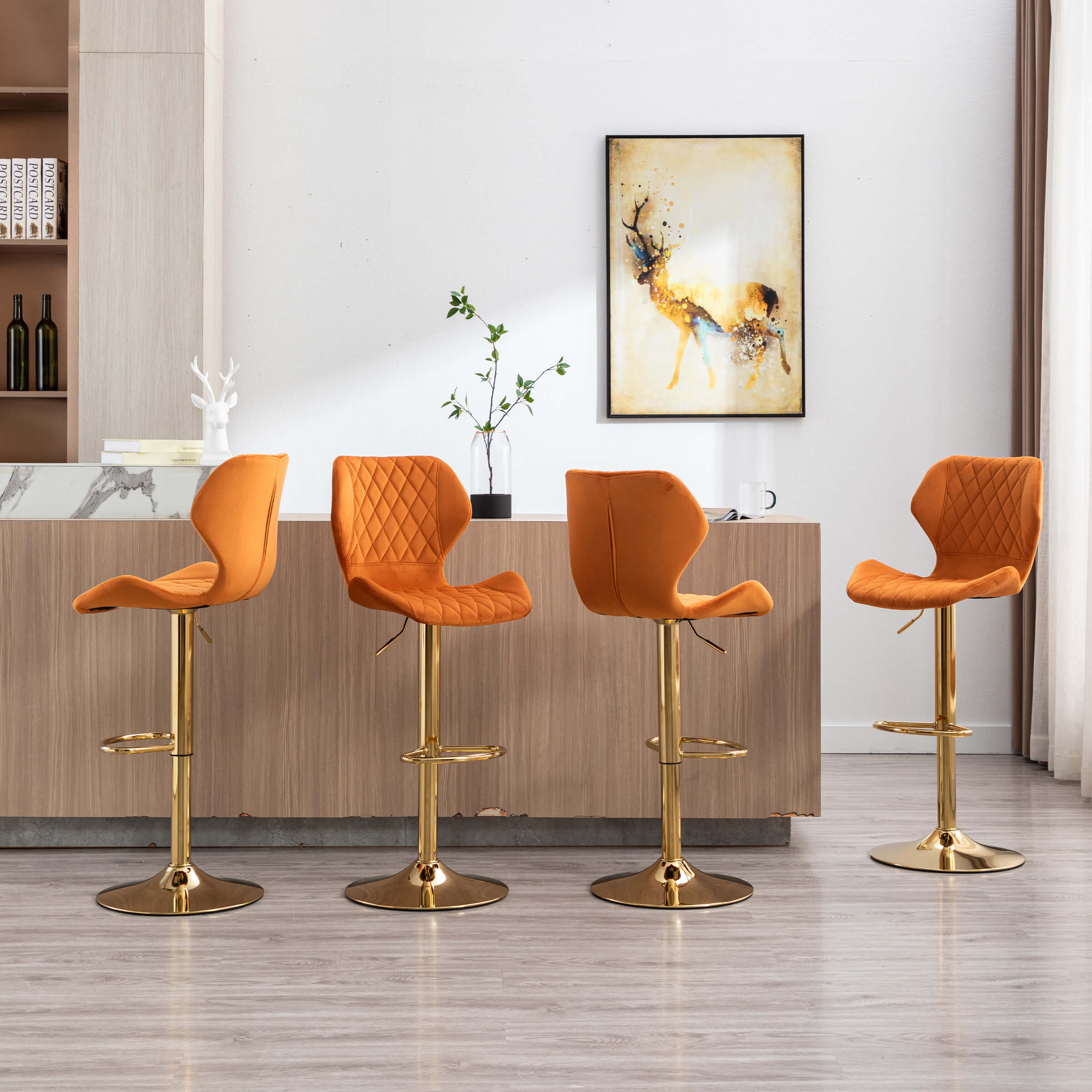 CHICAURA Adjustable Swivel Bar Kitchen Island Stools Set of 2 - 8211AB