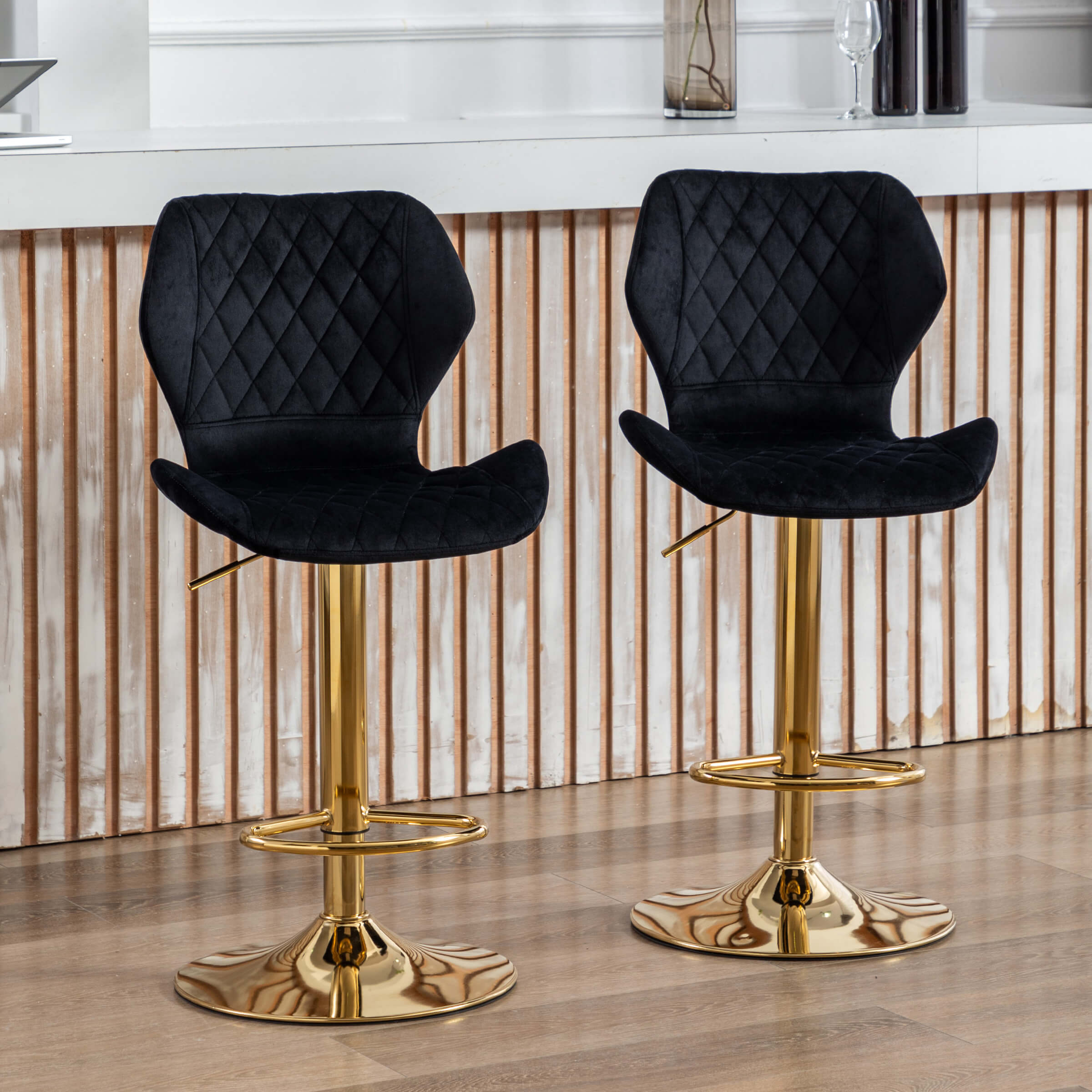 CHICAURA Adjustable Swivel Bar Kitchen Island Stools Set of 2 - 8211AB