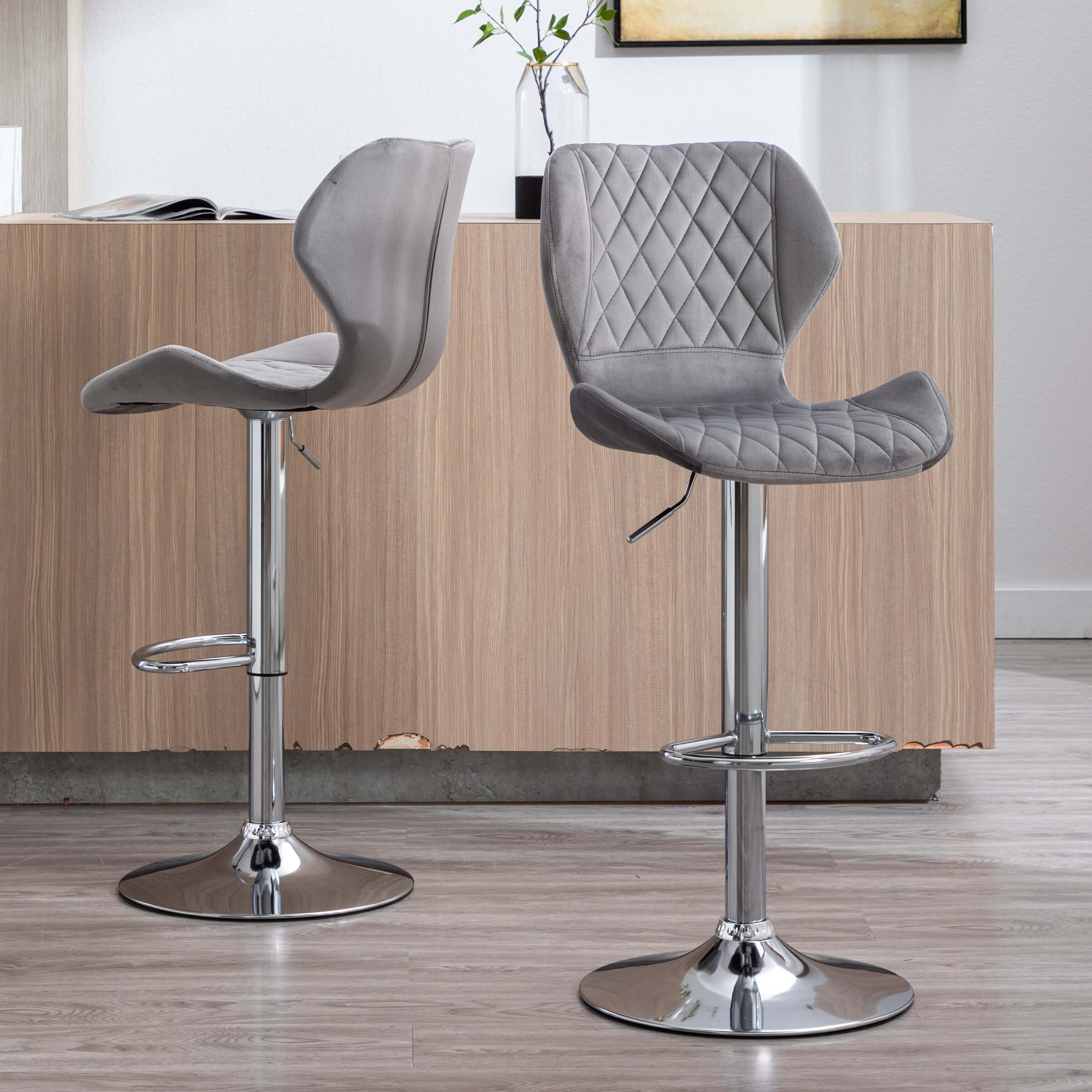 CHICAURA Adjustable Swivel Bar Kitchen Island Stools Set of 2 - 8211AB