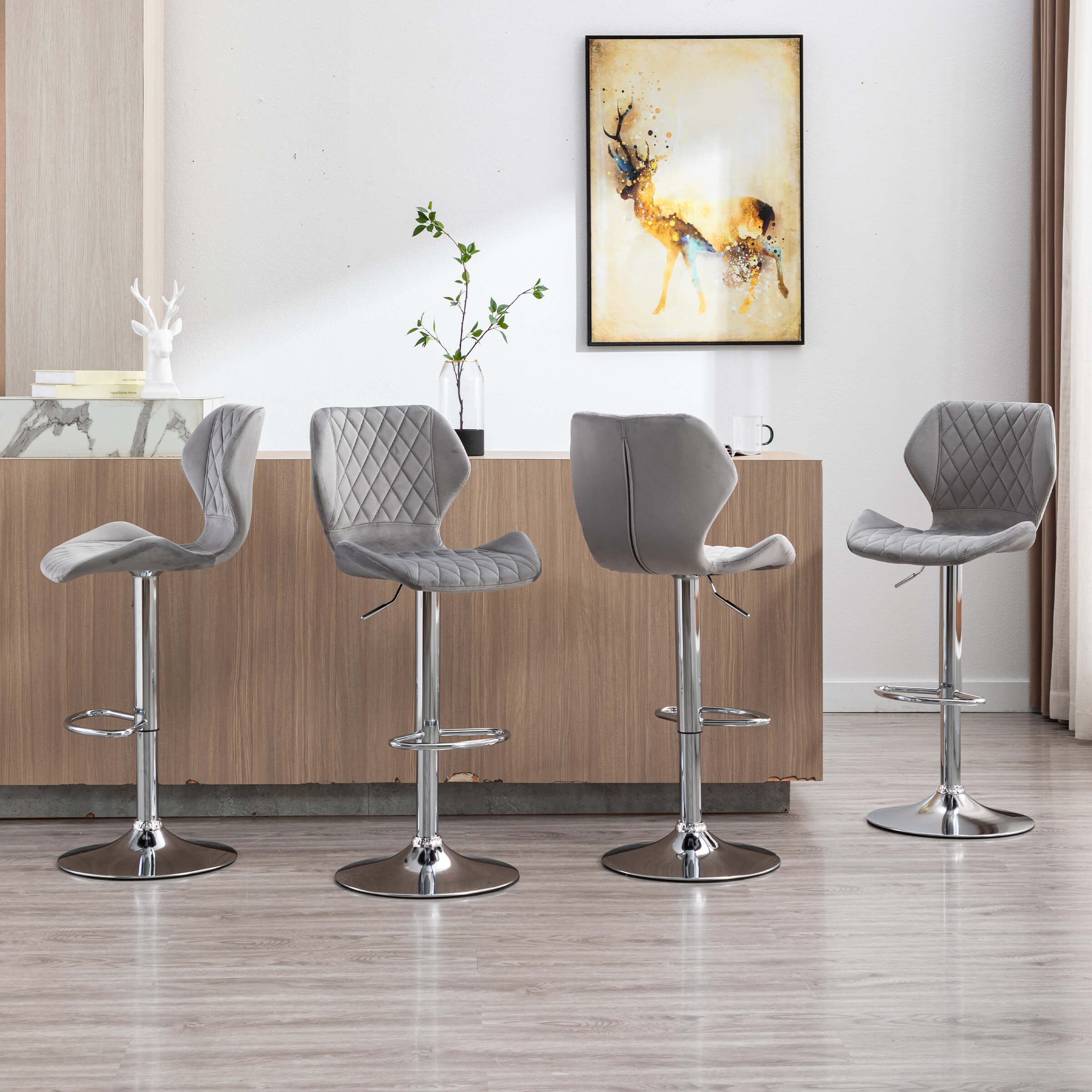 CHICAURA Adjustable Swivel Bar Kitchen Island Stools Set of 2 - 8211AB