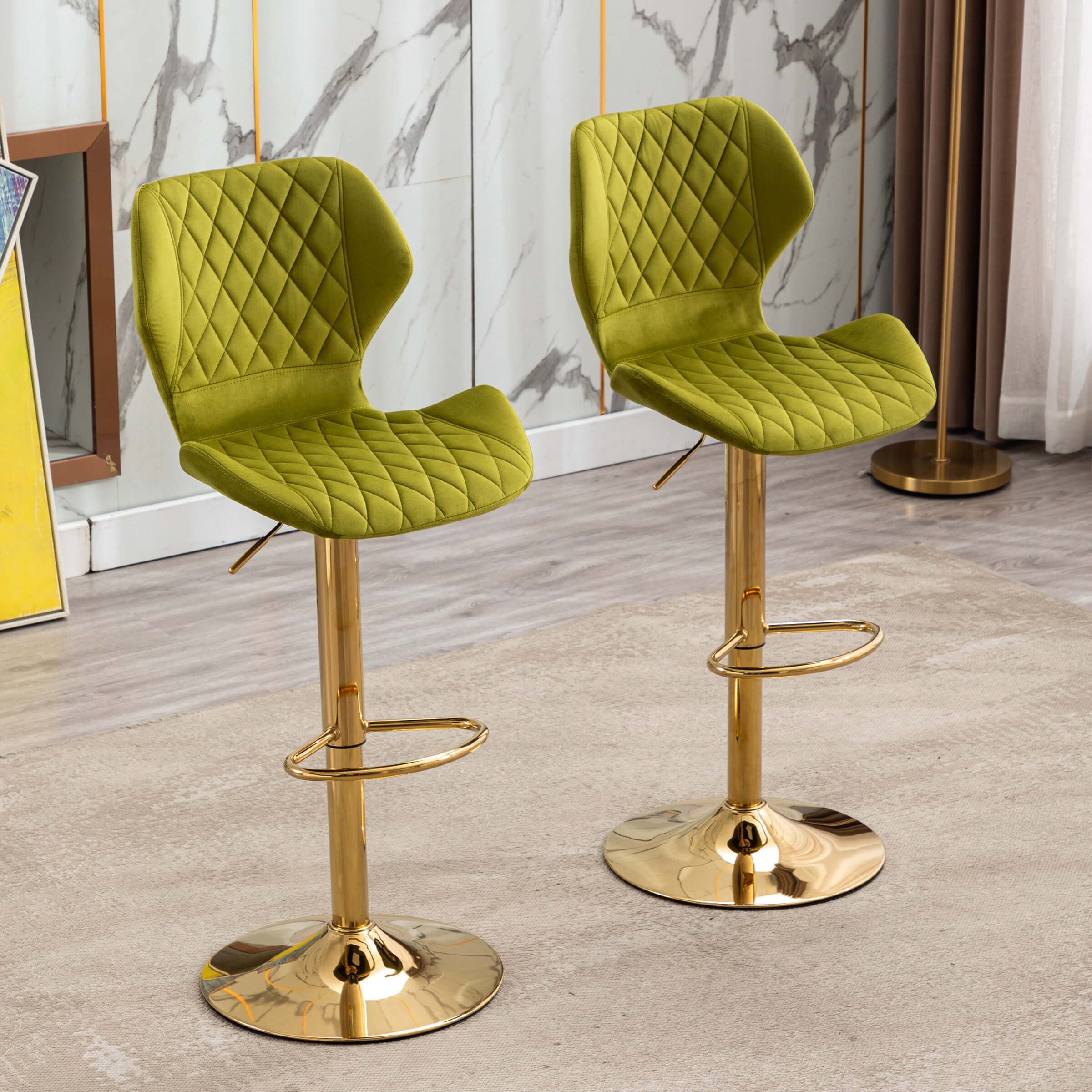 CHICAURA Adjustable Swivel Bar Kitchen Island Stools Set of 2 - 8211AB