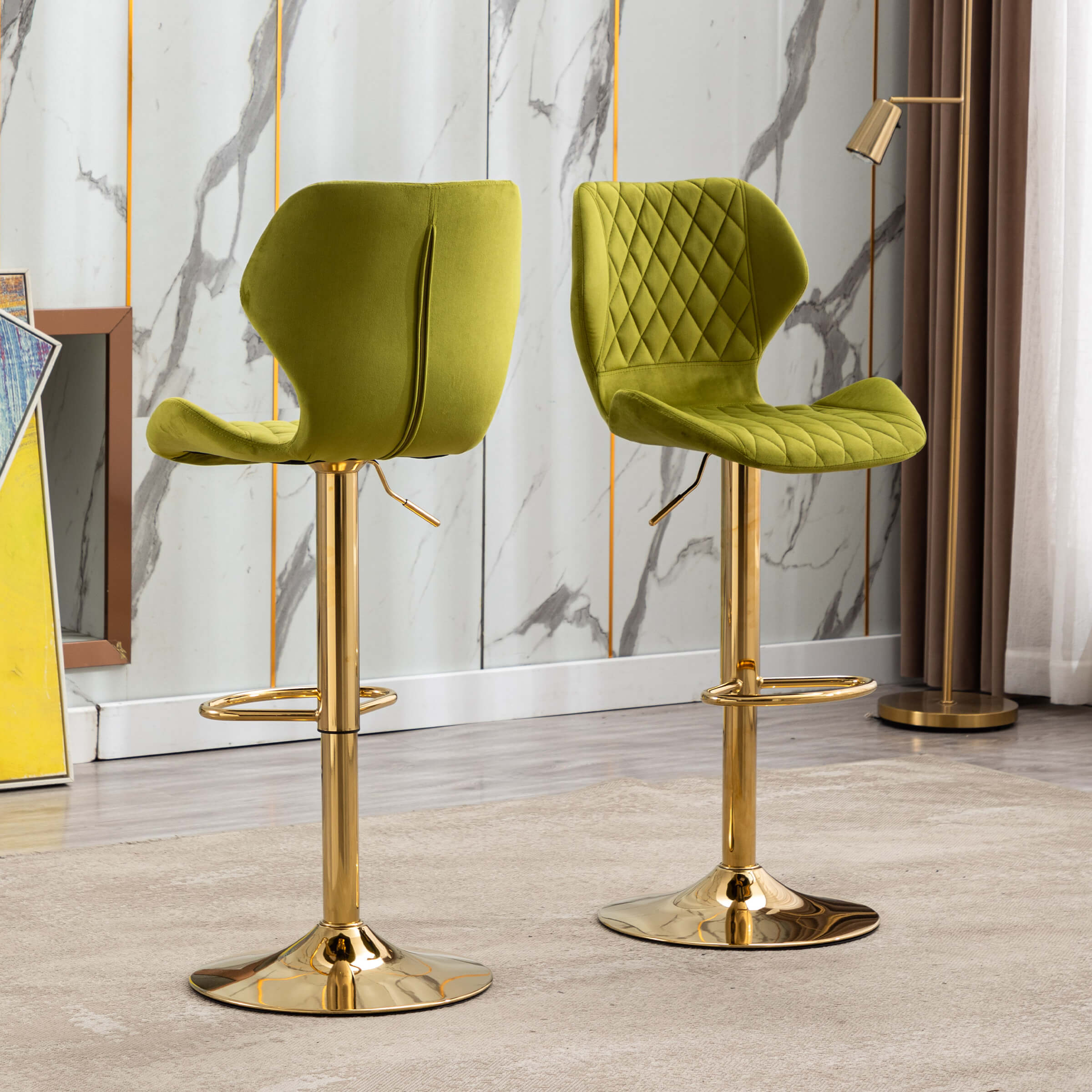 CHICAURA Adjustable Swivel Bar Kitchen Island Stools Set of 2 - 8211AB