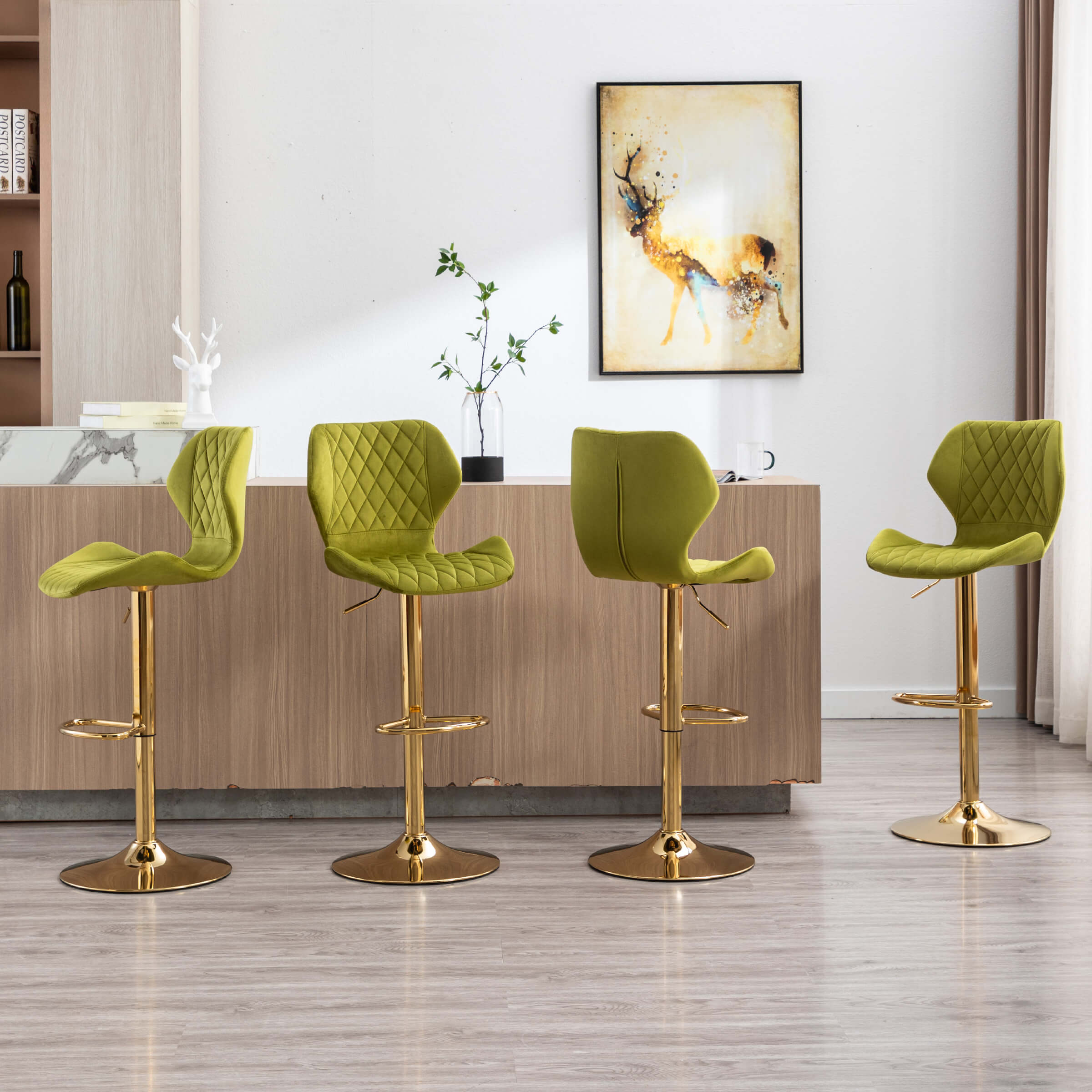 CHICAURA Adjustable Swivel Bar Kitchen Island Stools Set of 2 - 8211AB