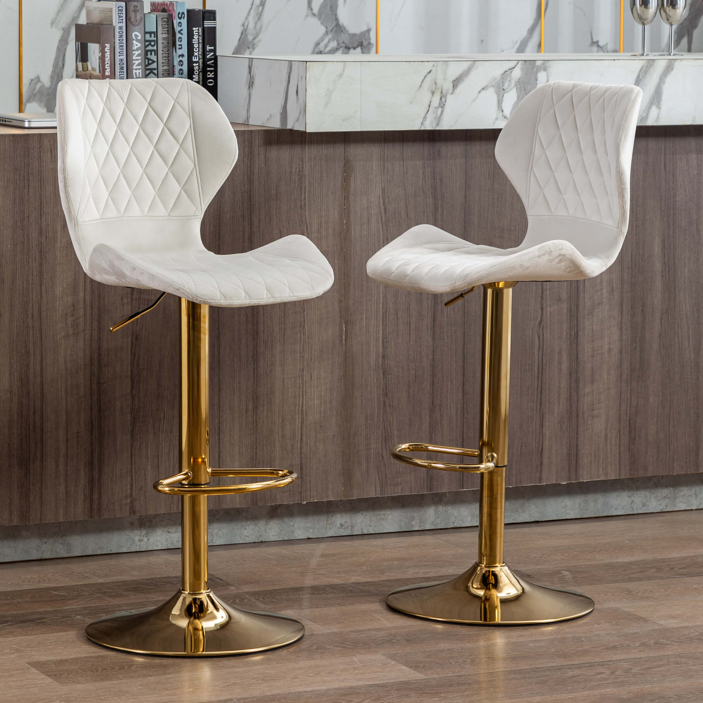 CHICAURA Adjustable Swivel Bar Kitchen Island Stools Set of 2 - 8211AB