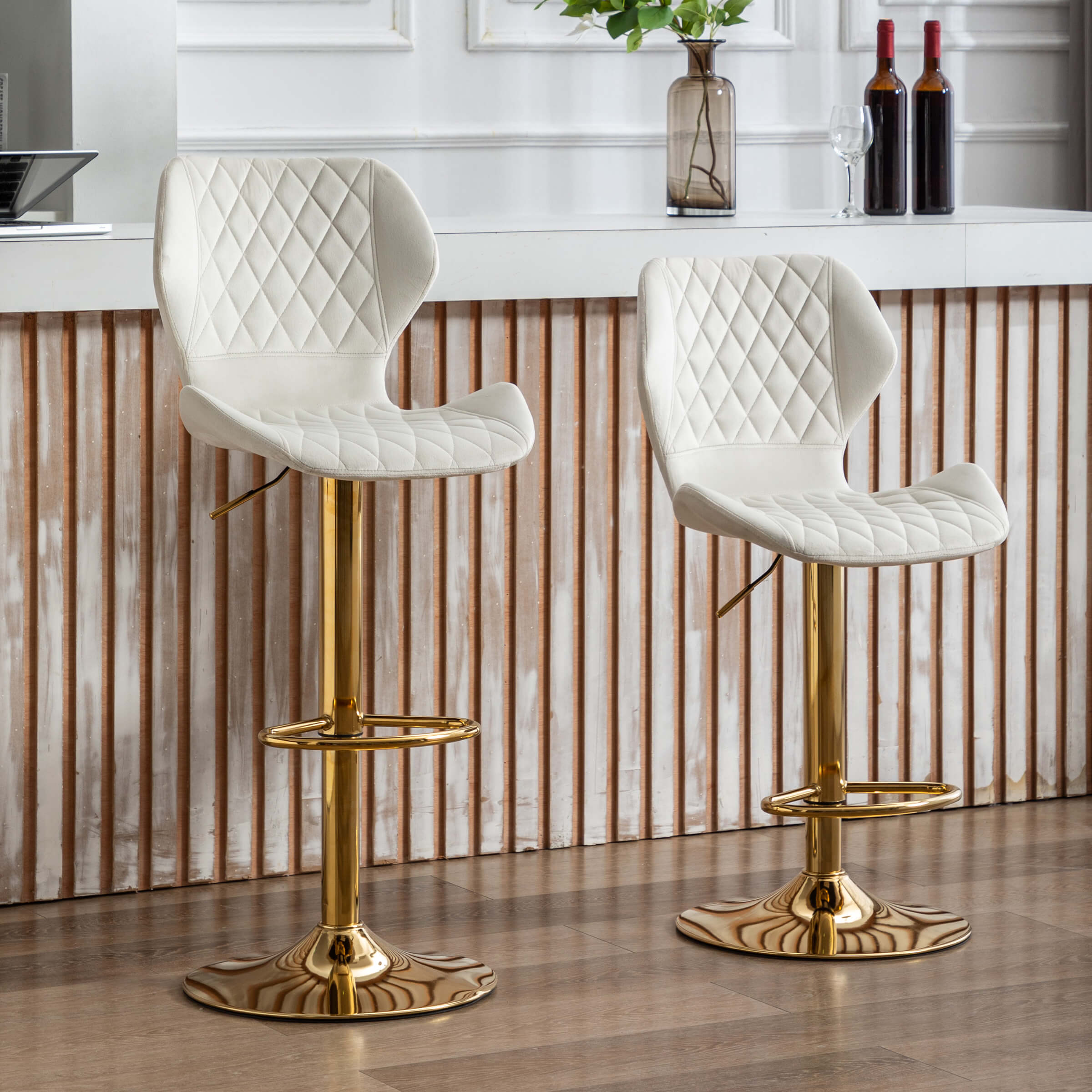 CHICAURA Adjustable Swivel Bar Kitchen Island Stools Set of 2 - 8211AB