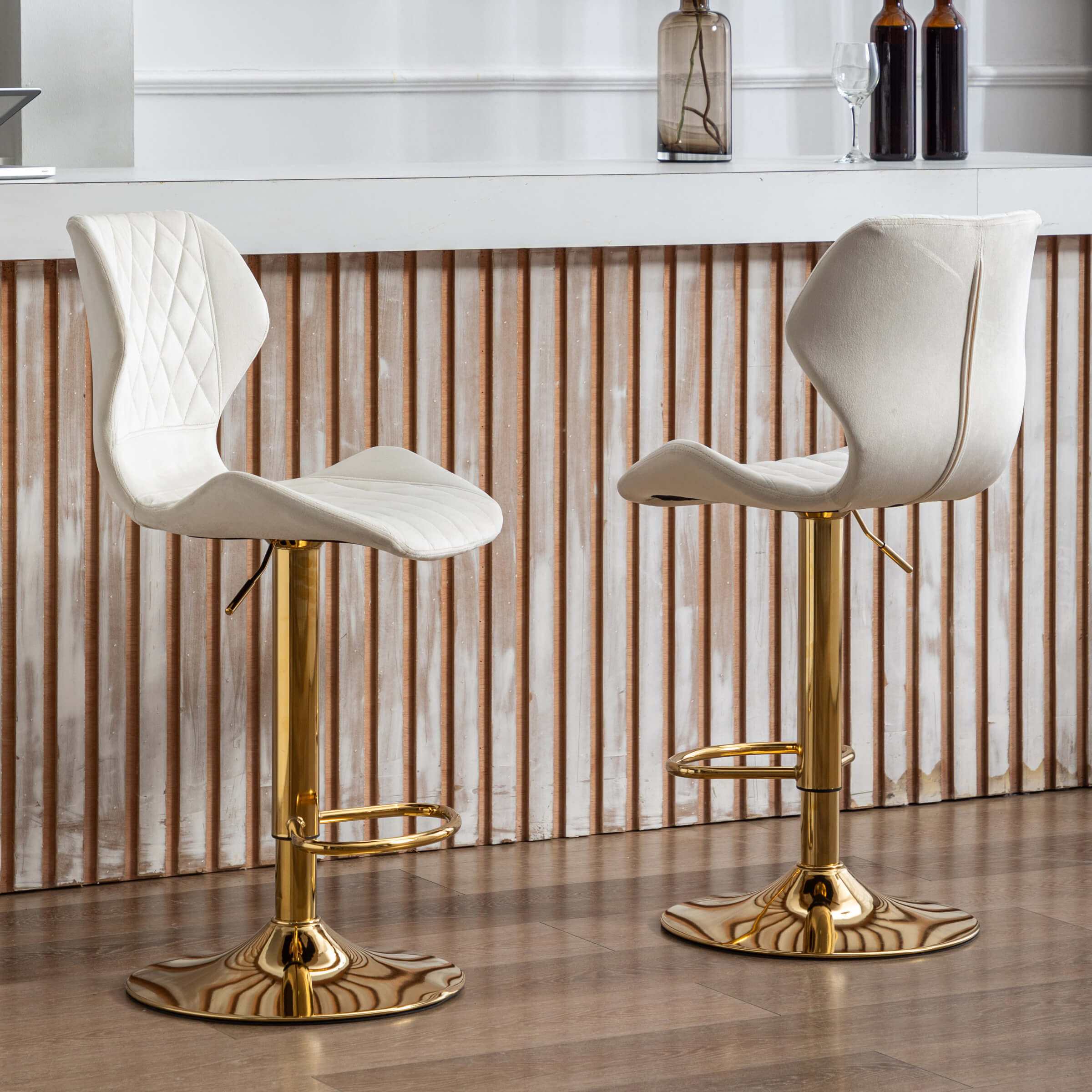 CHICAURA Adjustable Swivel Bar Kitchen Island Stools Set of 2 - 8211AB