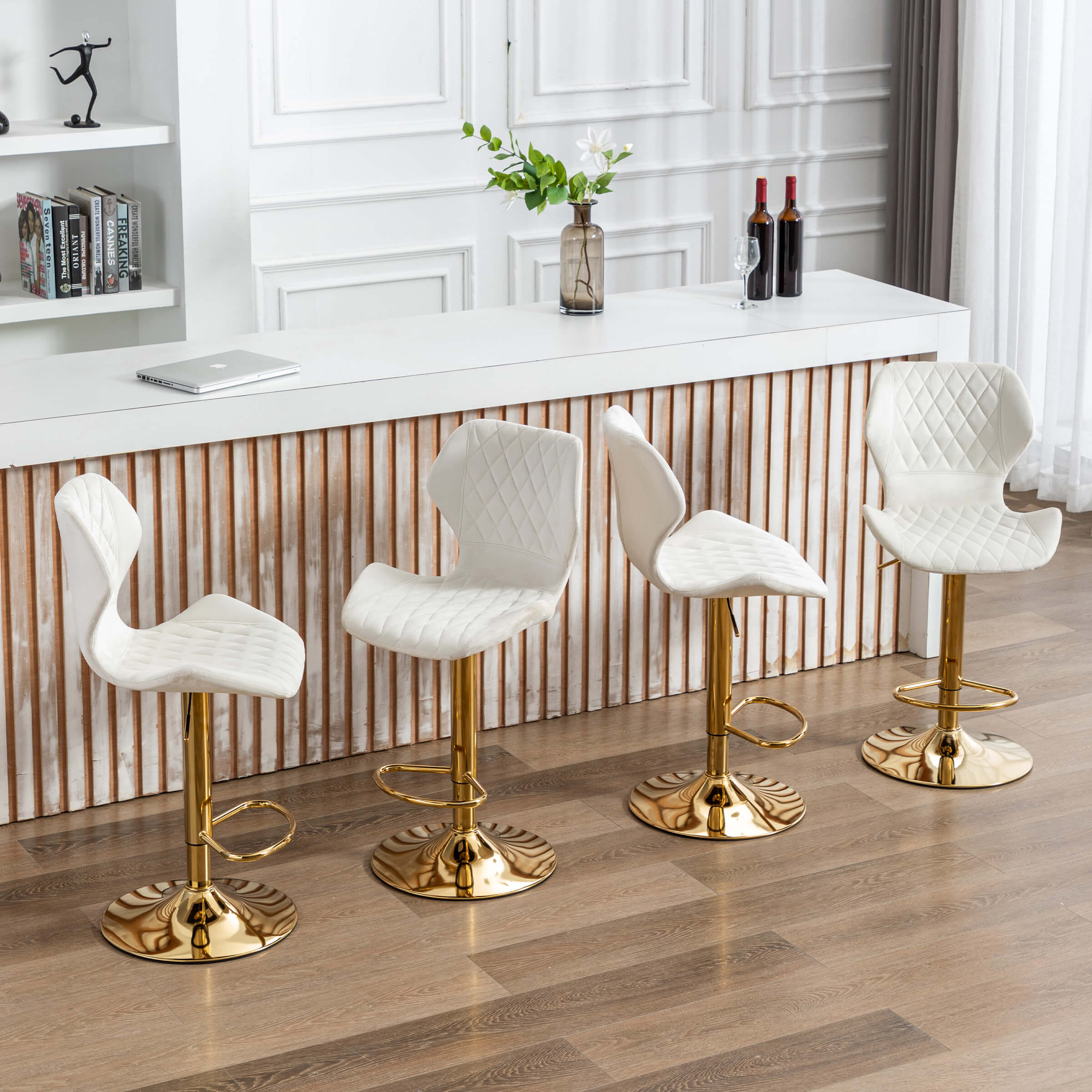 CHICAURA Adjustable Swivel Bar Kitchen Island Stools Set of 2 - 8211AB