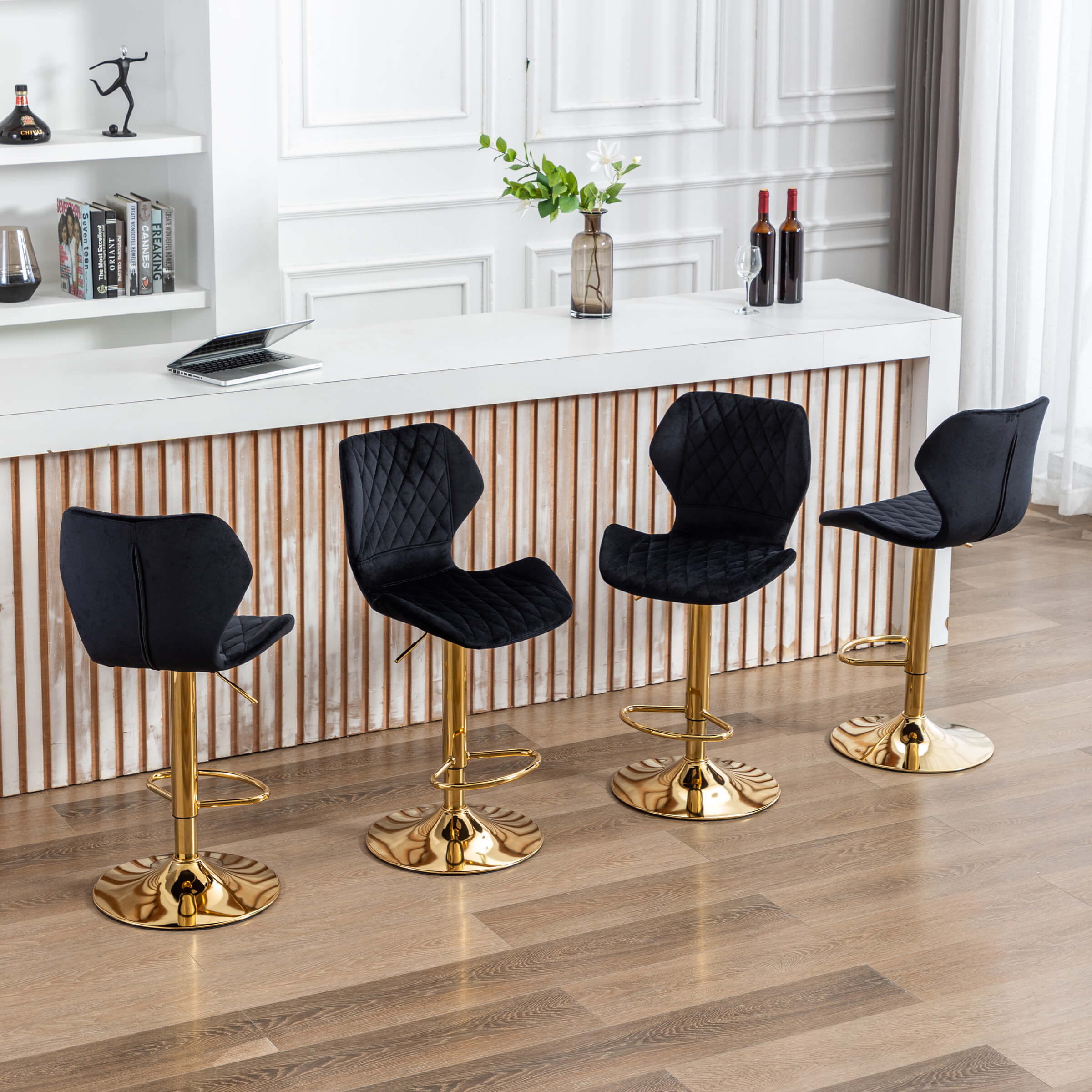 CHICAURA Adjustable Swivel Bar Kitchen Island Stools Set of 2 - 8211AB