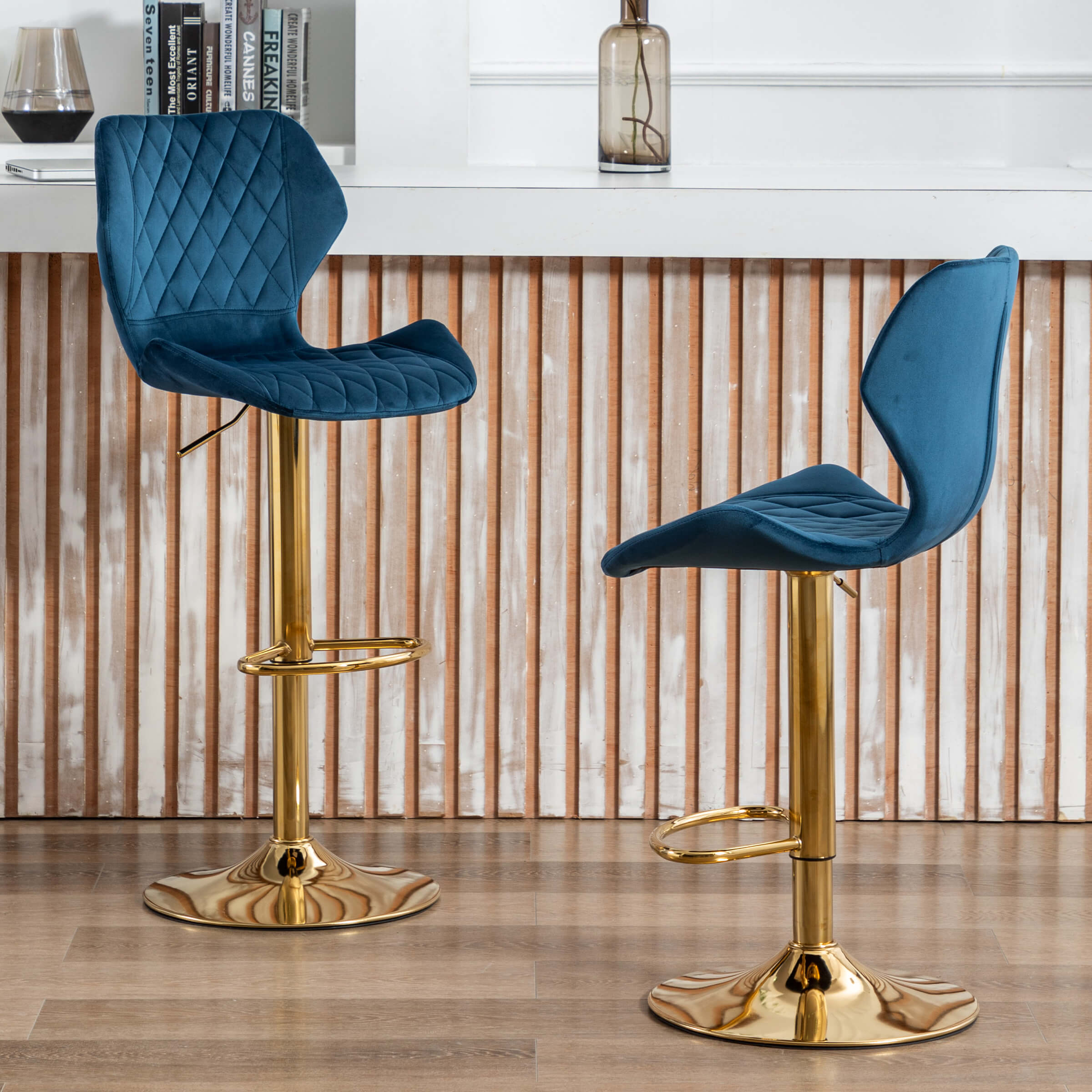 CHICAURA Adjustable Swivel Bar Kitchen Island Stools Set of 2 - 8211AB