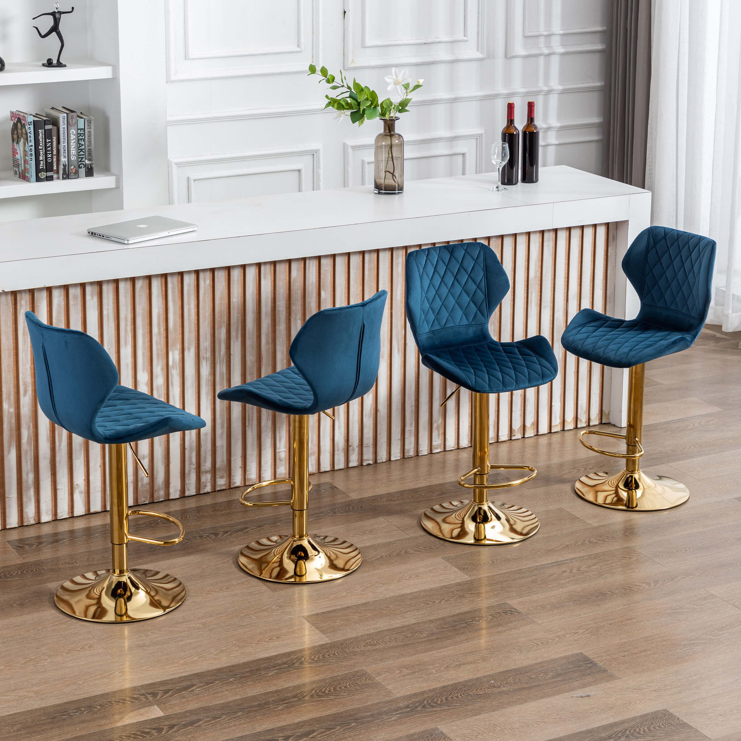 CHICAURA Adjustable Swivel Bar Kitchen Island Stools Set of 2 - 8211AB