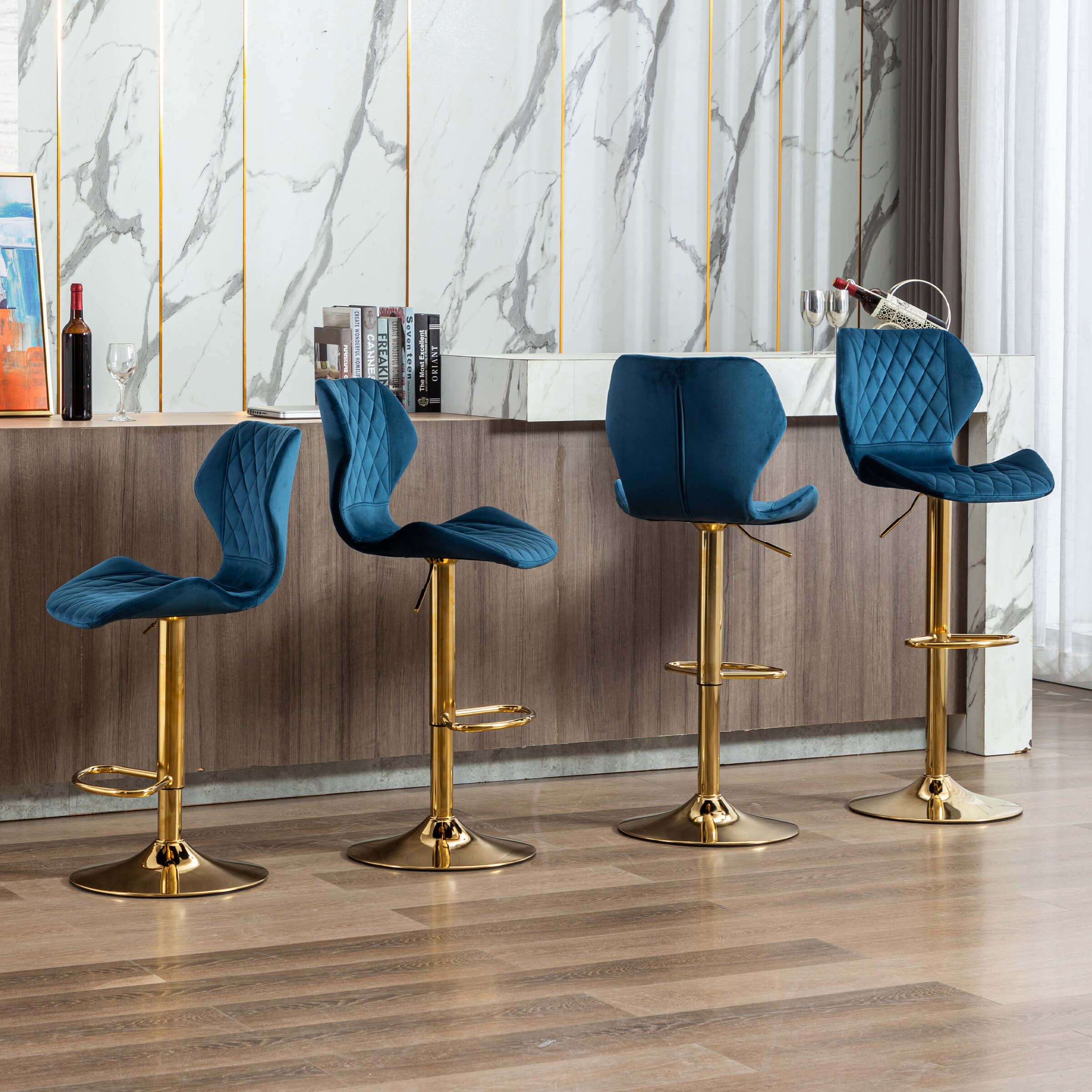 CHICAURA Adjustable Swivel Bar Kitchen Island Stools Set of 2 - 8211AB