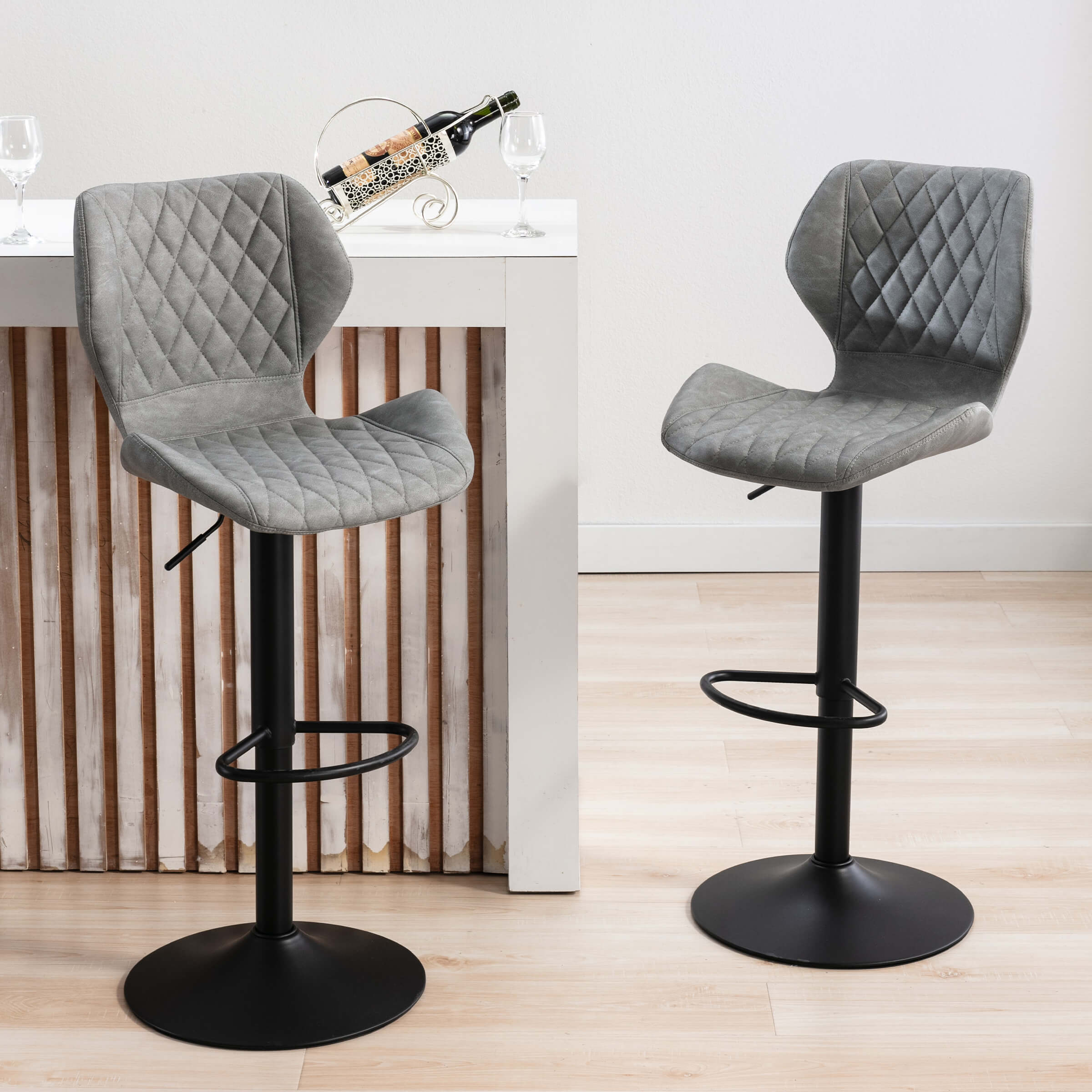 CHICAURA Adjustable Swivel Bar Kitchen Island Stools Set of 2 - 8211AB