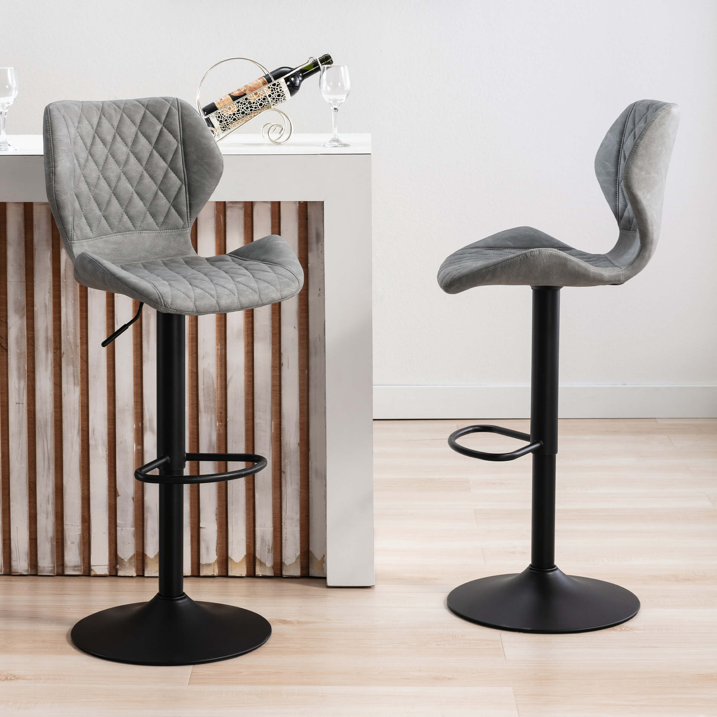 CHICAURA Adjustable Swivel Bar Kitchen Island Stools Set of 2 - 8211AB