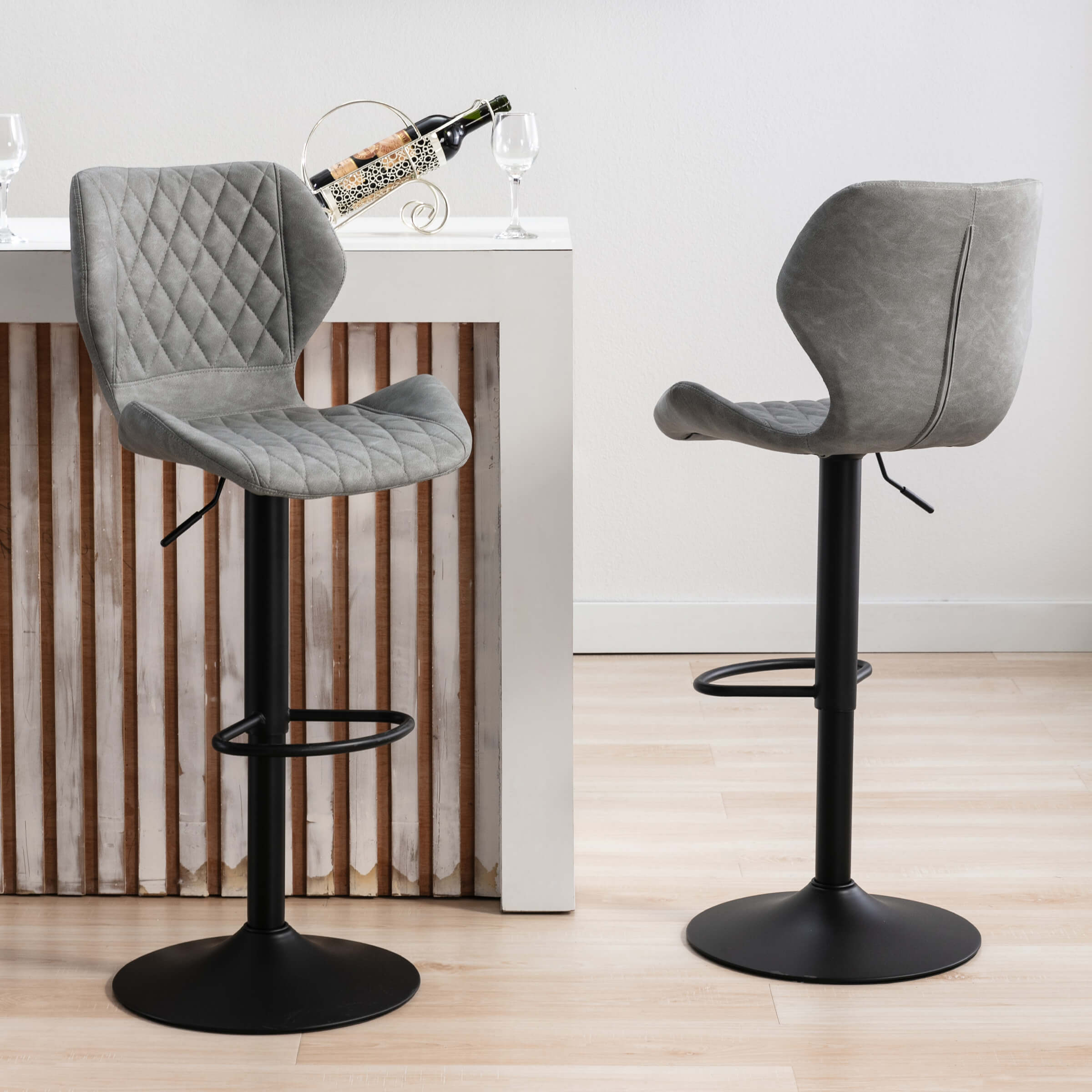 CHICAURA Adjustable Swivel Bar Kitchen Island Stools Set of 2 - 8211AB