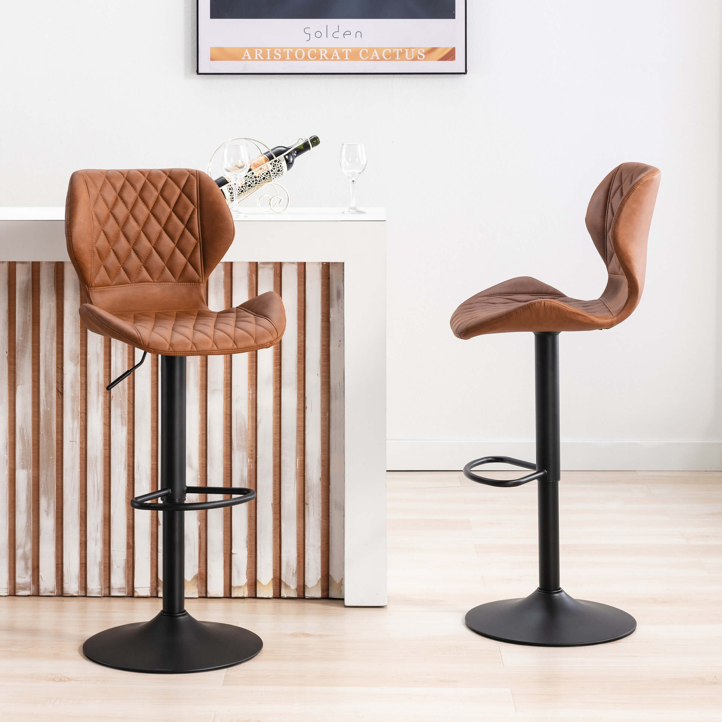 CHICAURA Adjustable Swivel Bar Kitchen Island Stools Set of 2 - 8211AB