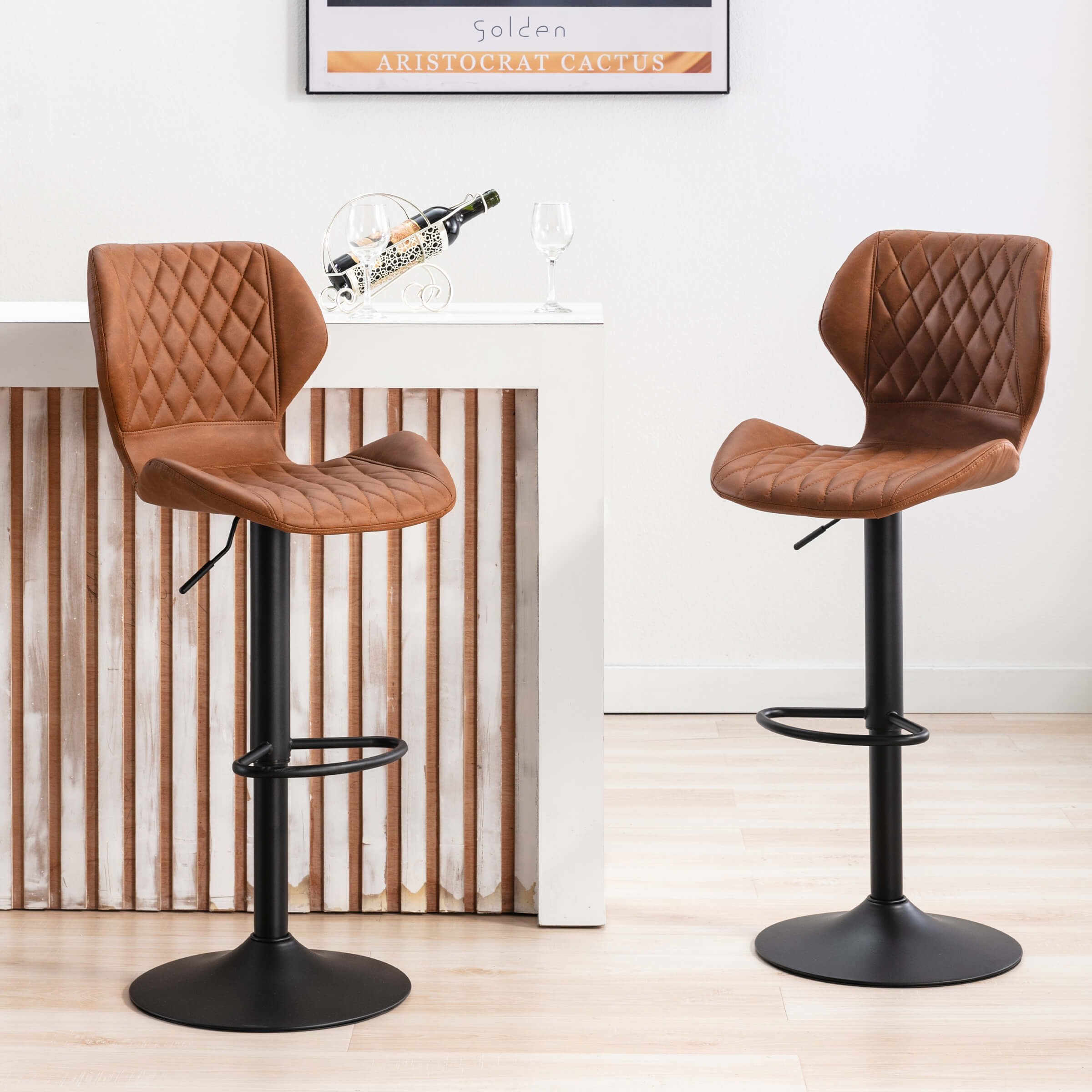 CHICAURA Adjustable Swivel Bar Kitchen Island Stools Set of 2 - 8211AB