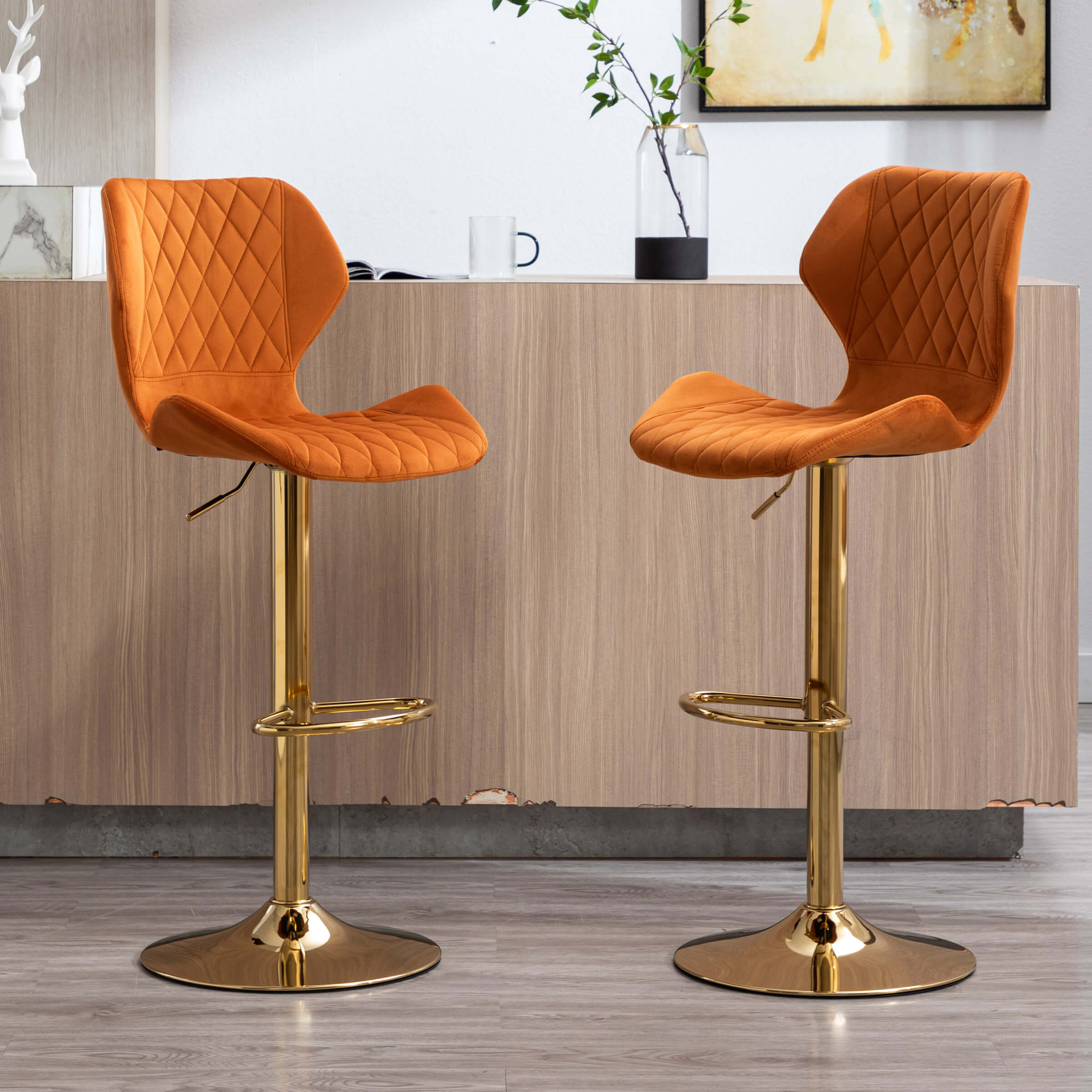 CHICAURA Adjustable Swivel Bar Kitchen Island Stools Set of 2 - 8211AB