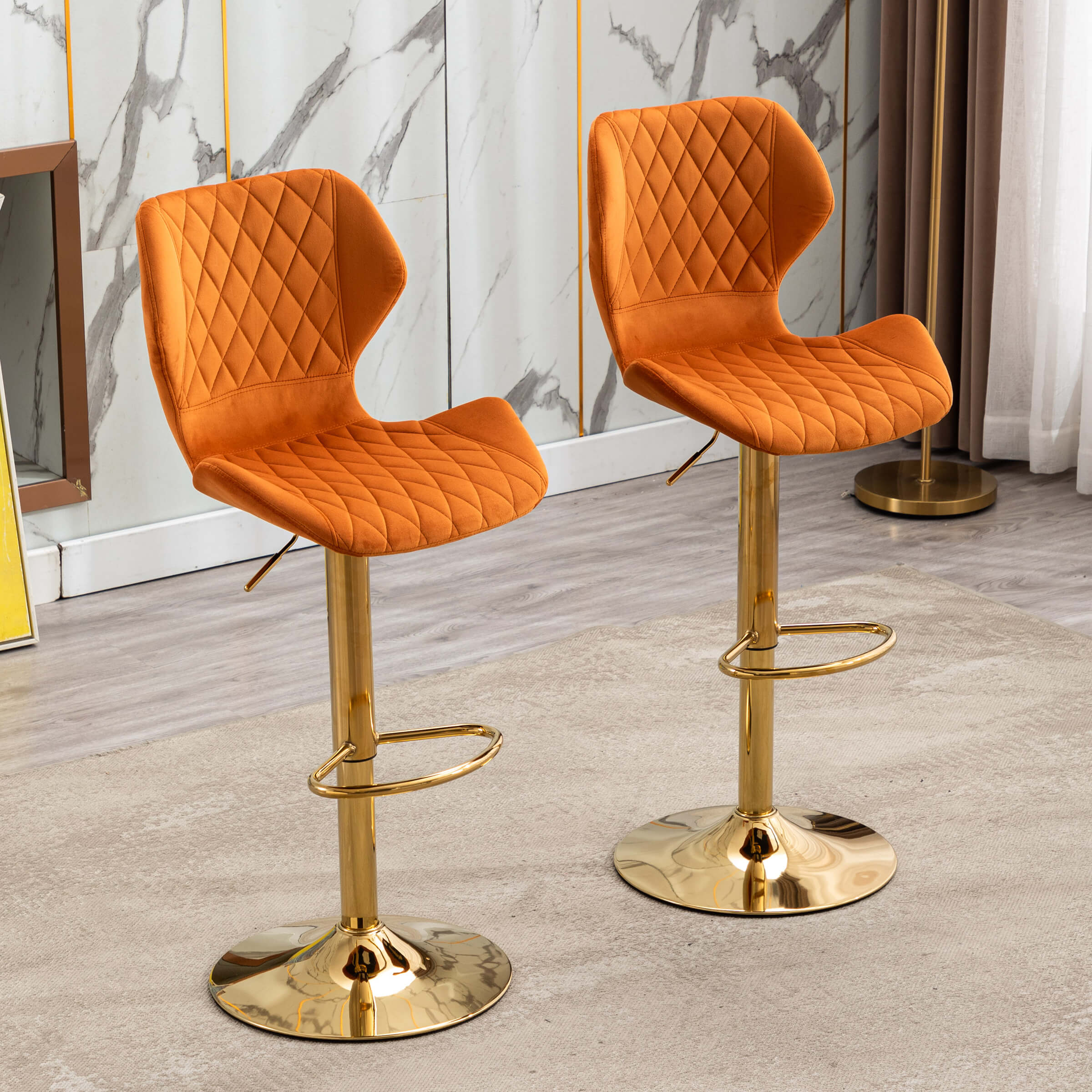 CHICAURA Adjustable Swivel Bar Kitchen Island Stools Set of 2 - 8211AB